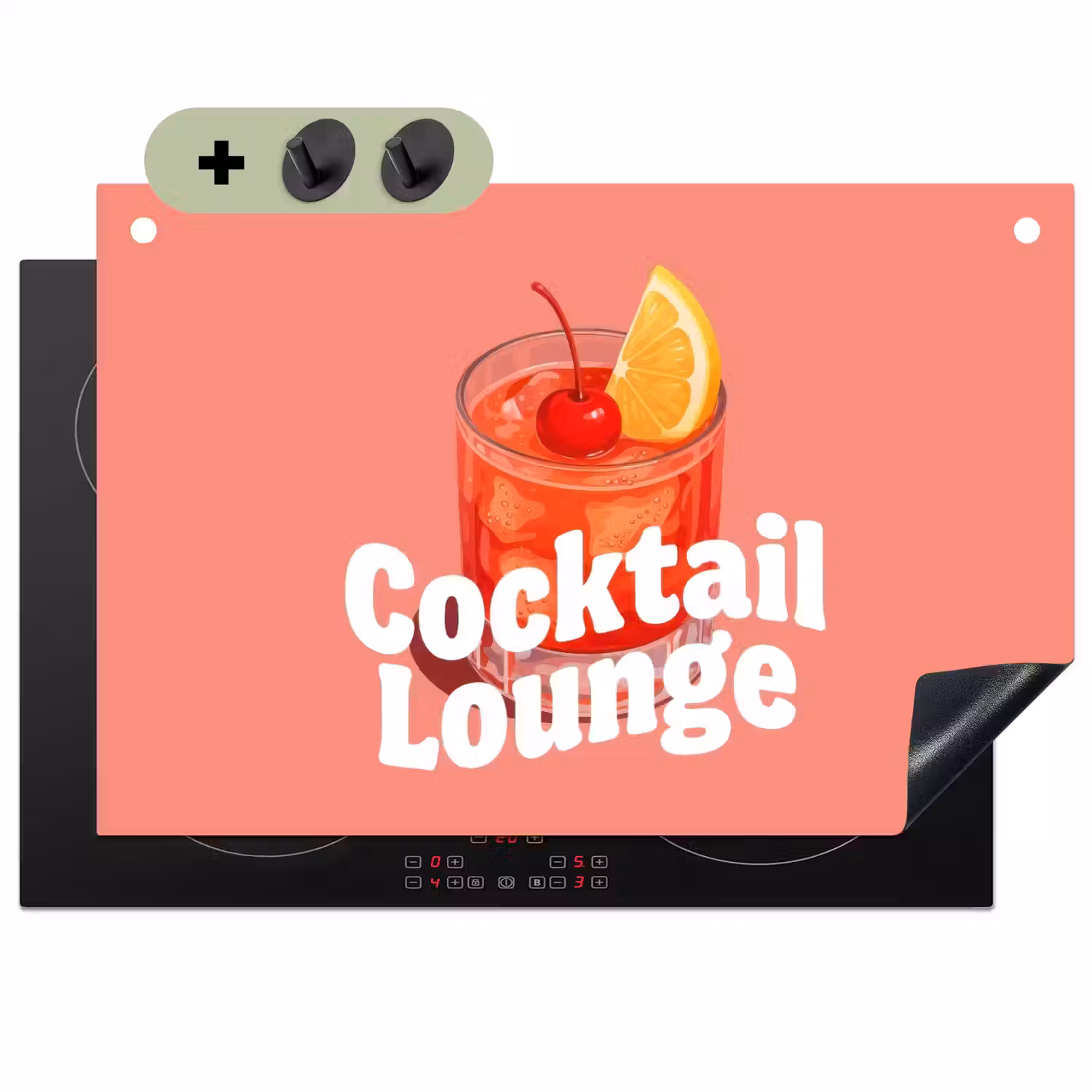 Cocktail Lounge - Glas - Koraal Inductie beschemer met haakjes klein -3d