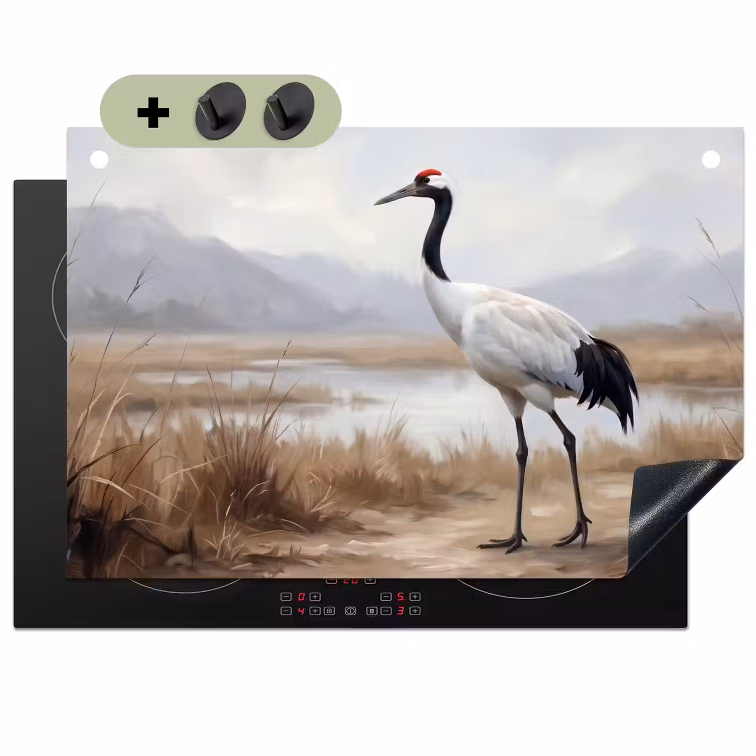 Kraanvogel - Natuur - Realistisch Inductie beschemer met haakjes klein -3d
