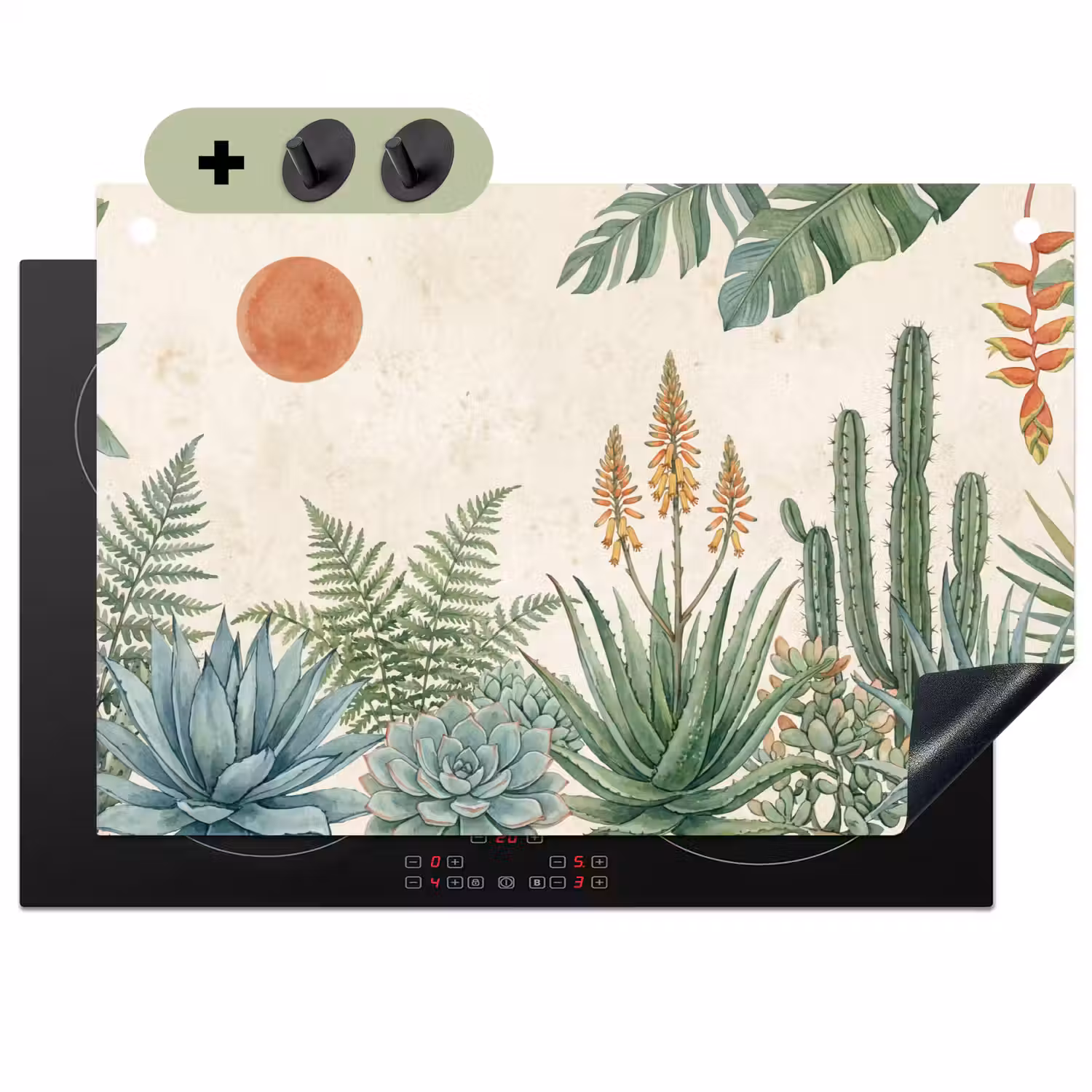 Woestijn - Planten - Groen Inductie beschemer met haakjes klein -3d