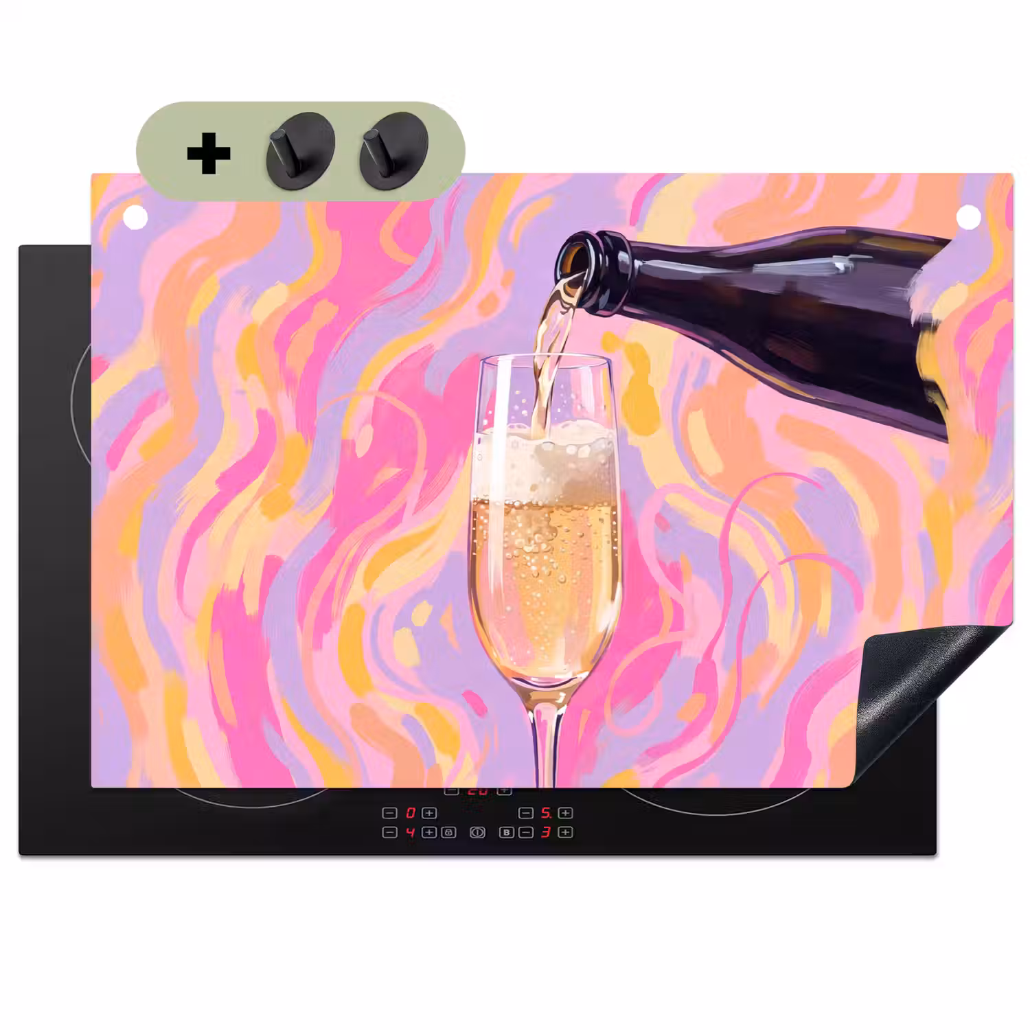 Drank - Inschenken - Feest - Abstract - Roze Inductie beschemer met haakjes klein -3d