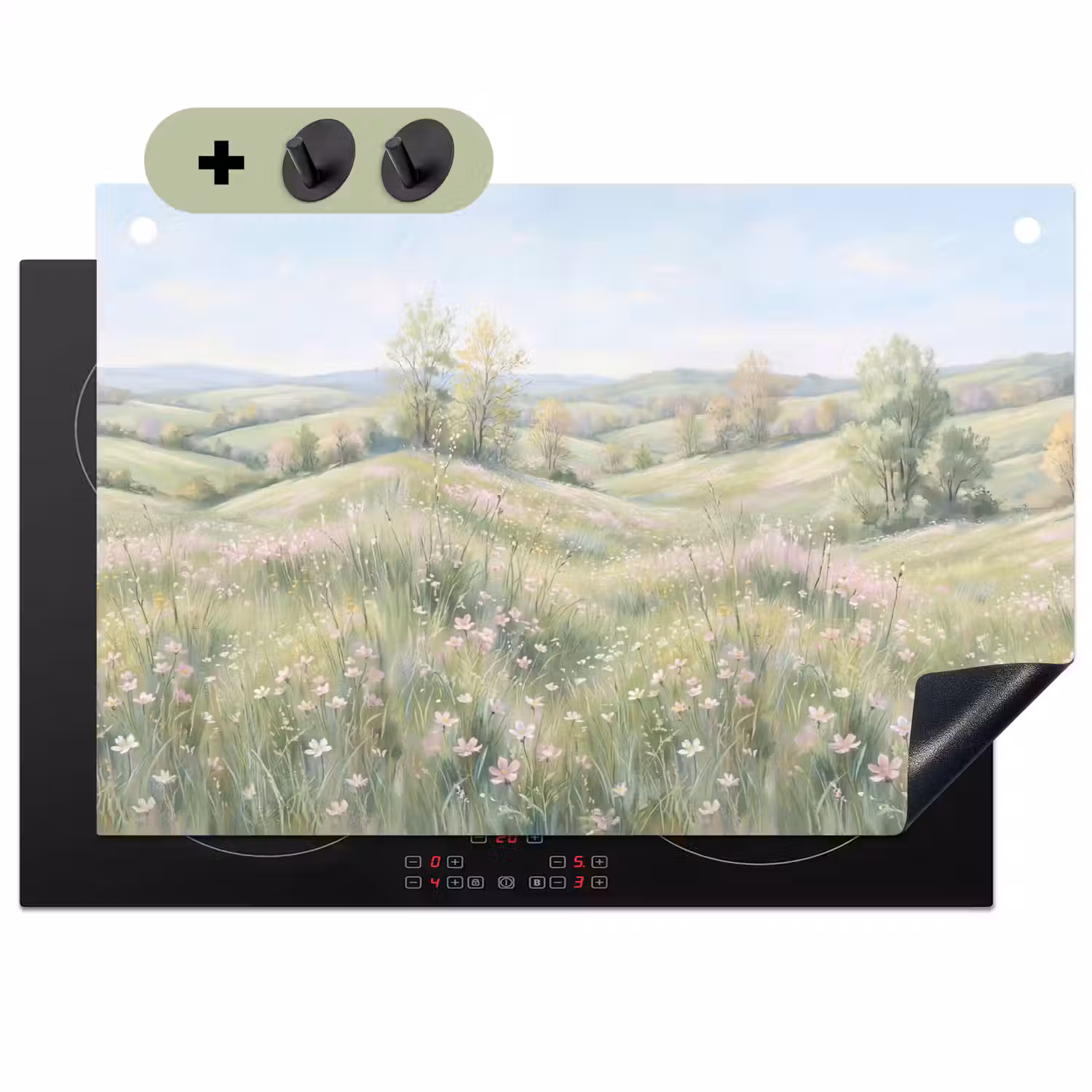 Bloemen veld - Bloemen - Groen Inductie beschemer met haakjes klein -3d