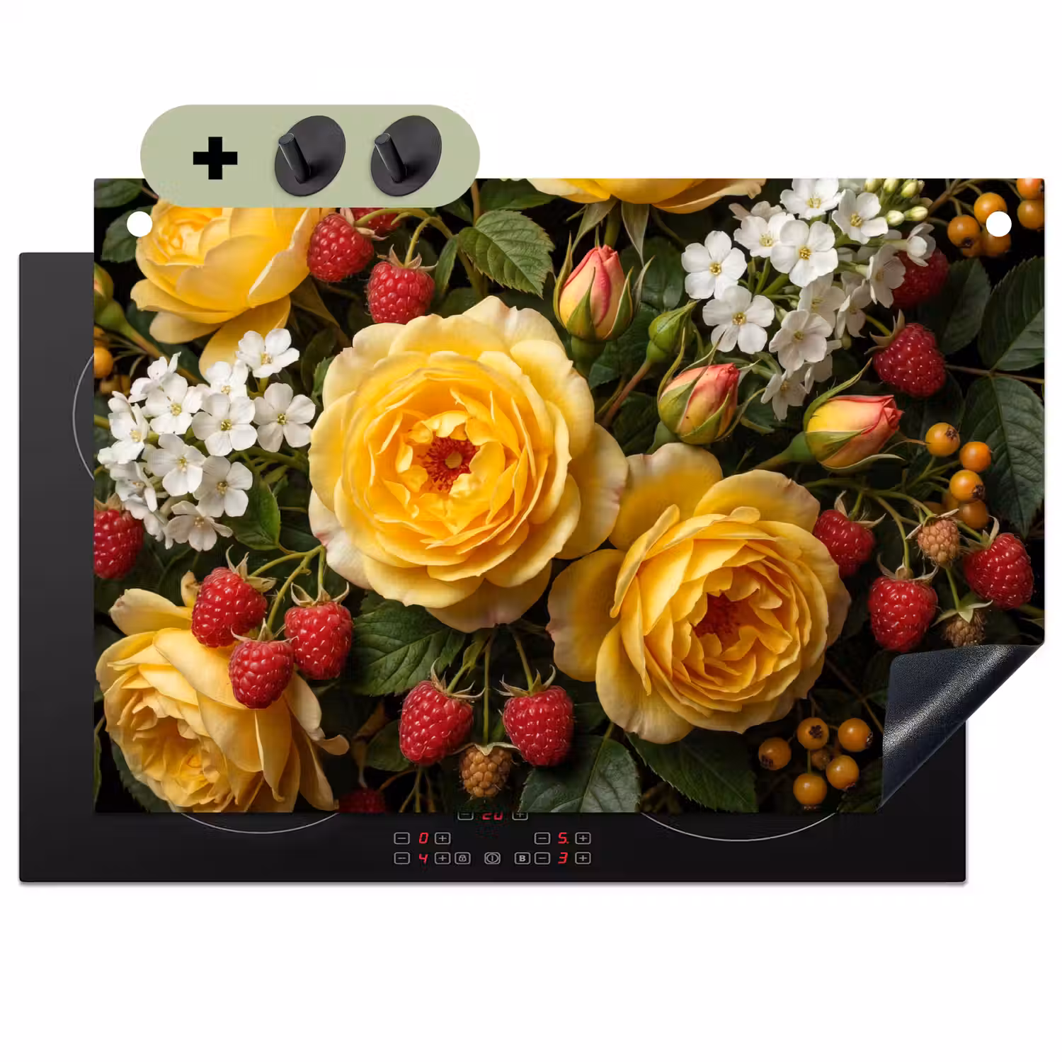 Bloemen - Boeket - Natuur - Klassiek - Geel Inductie beschemer met haakjes klein -3d