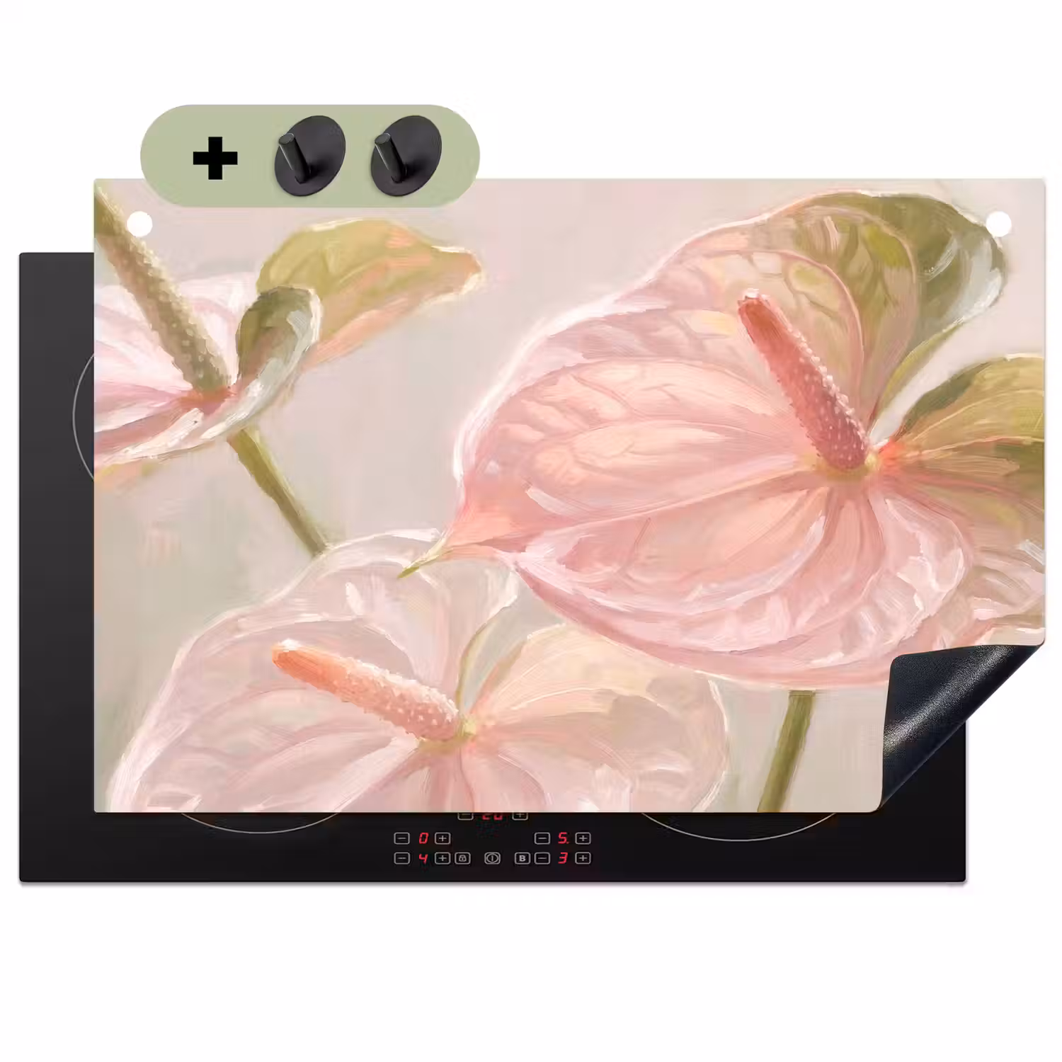 Bloemen - Pastel - Abstract - Natuur - Groen Inductie beschemer met haakjes klein -3d