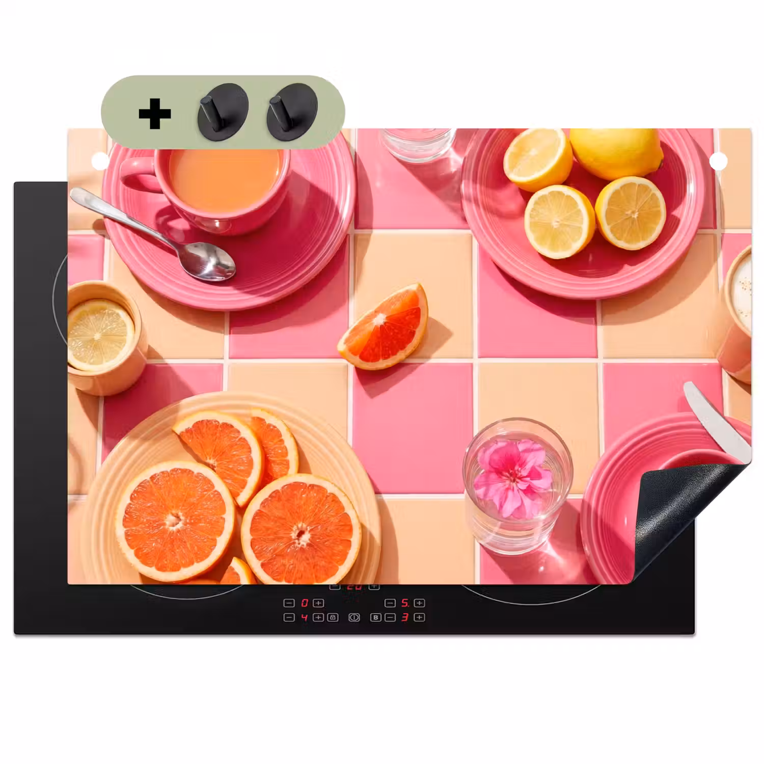 Eten - Citrusvruchten - Stillevens - Roze - Oranje Inductie beschemer met haakjes klein -3d