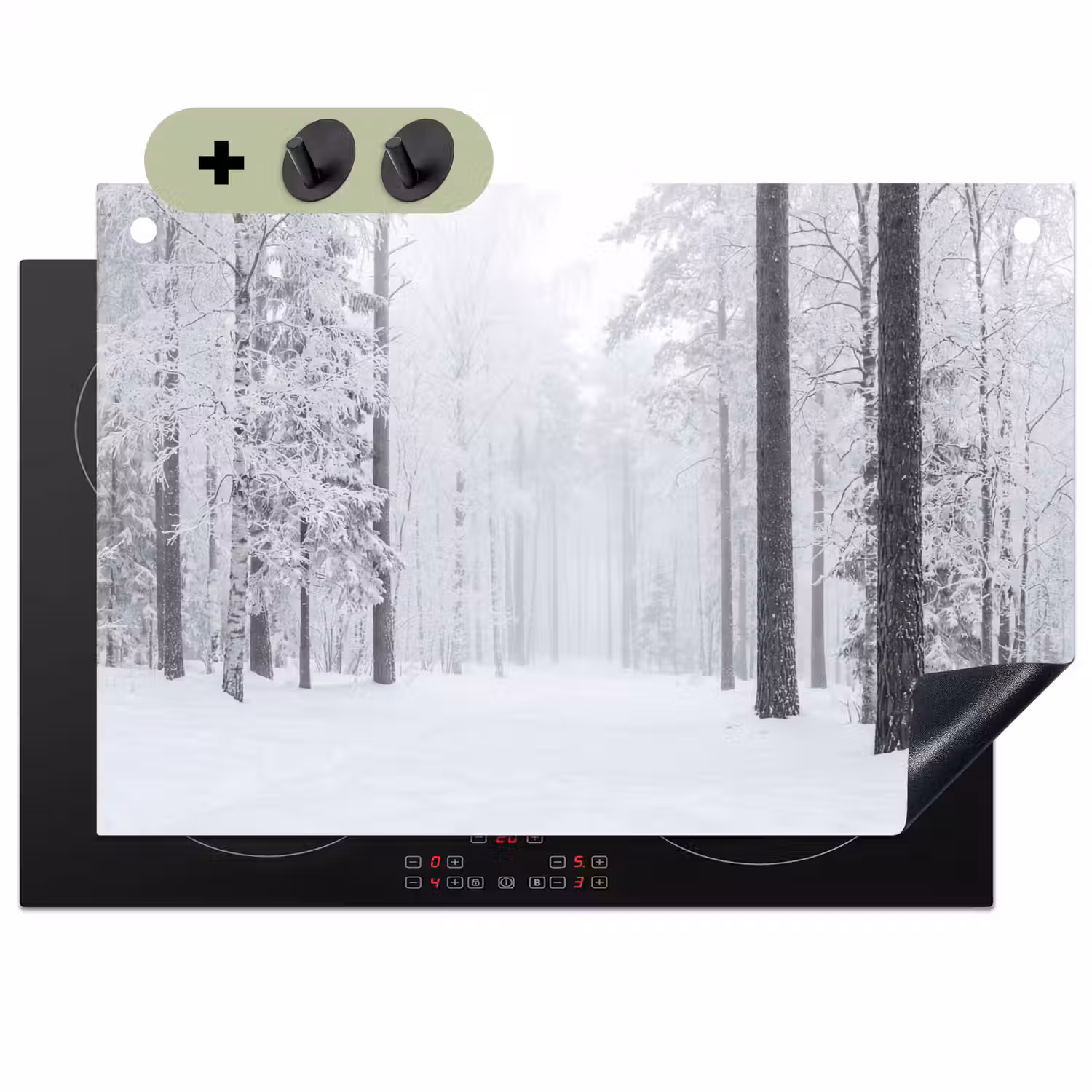 Bos - Sneeuw - Pad - Winter - Stilte Inductie beschemer met haakjes klein -3d