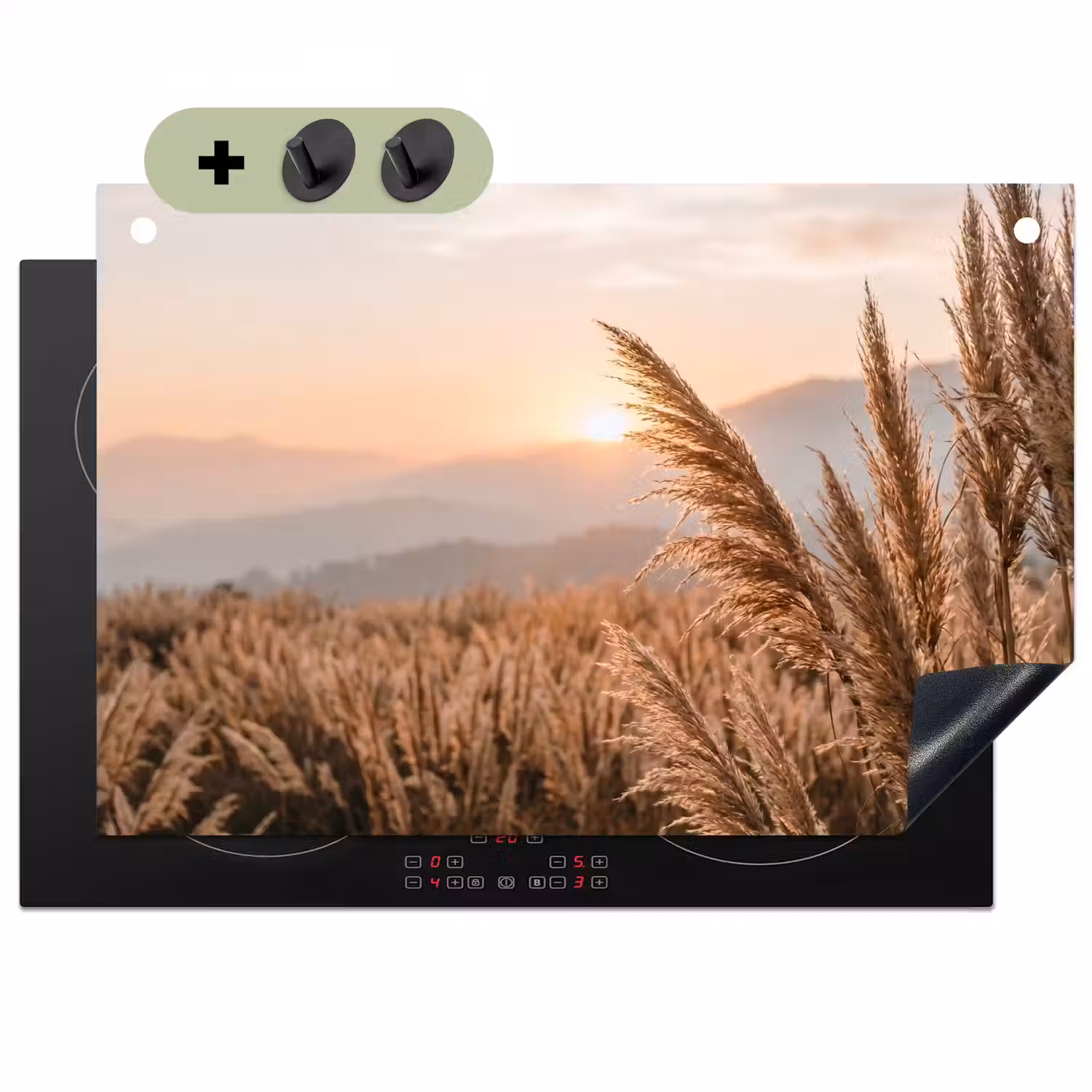 Gras - Veld - Zon - Natuur Inductie beschemer met haakjes klein -3d