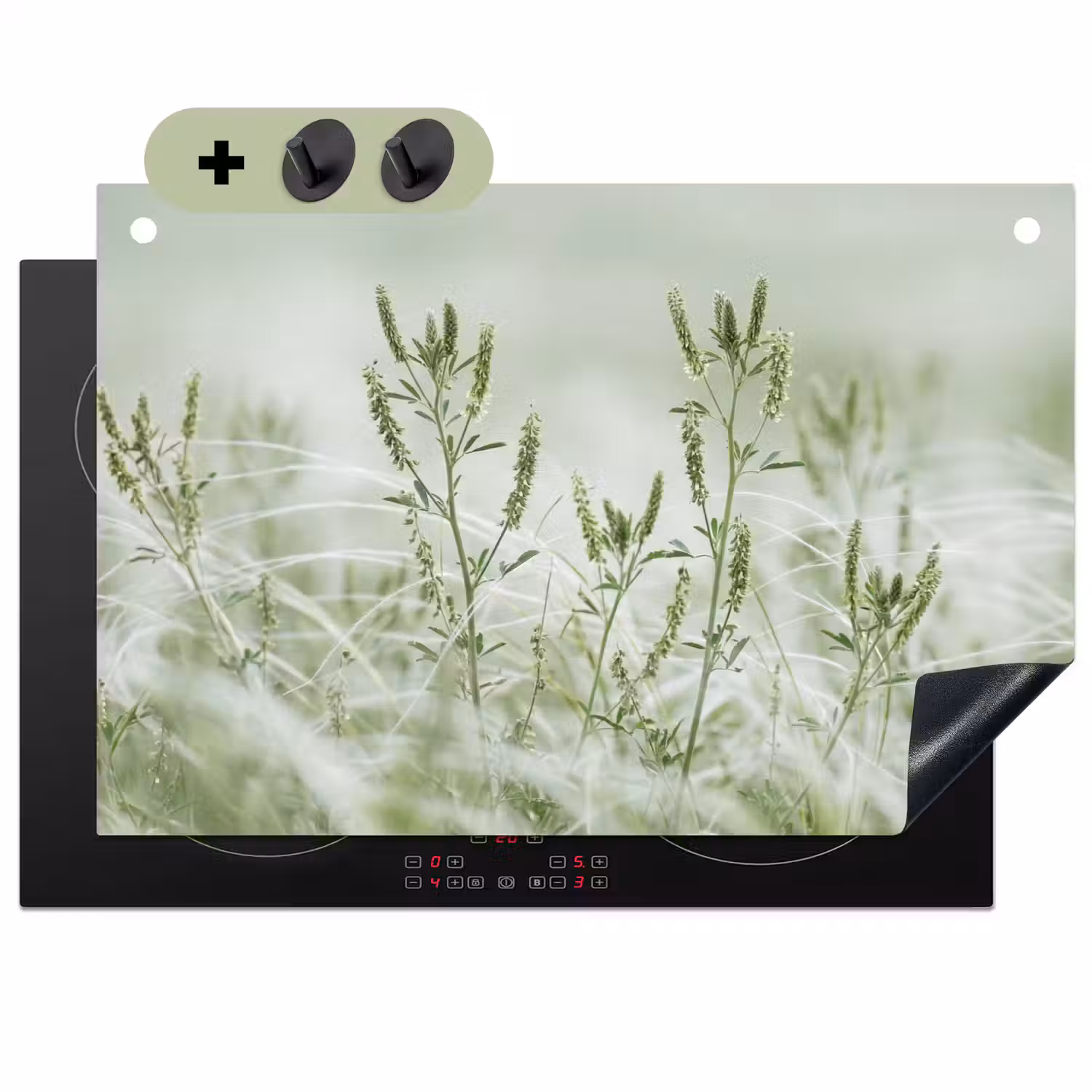Grassen - Minimalistisch - Groen Inductie beschemer met haakjes klein -3d