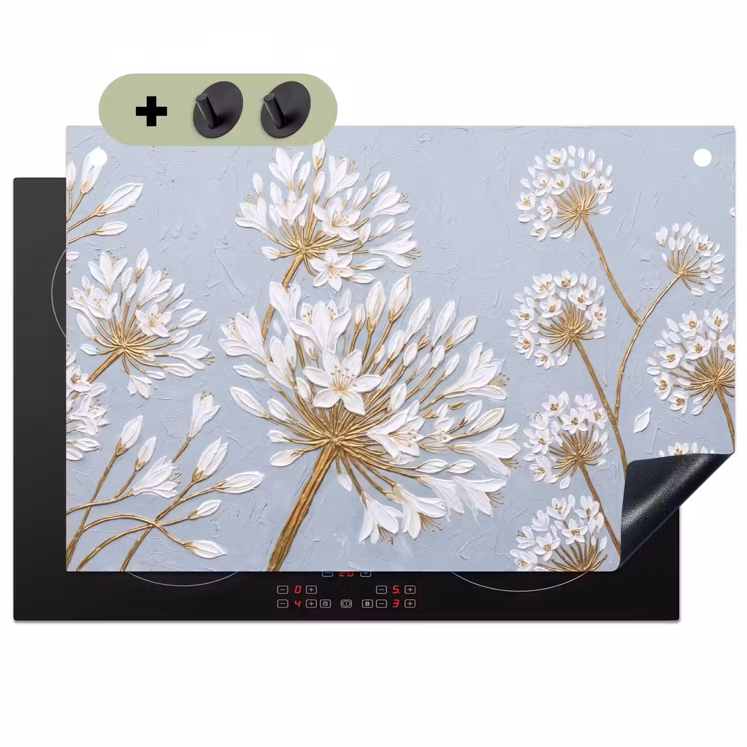Illustratie - Bloemen - Blauw Inductie beschemer met haakjes klein -3d