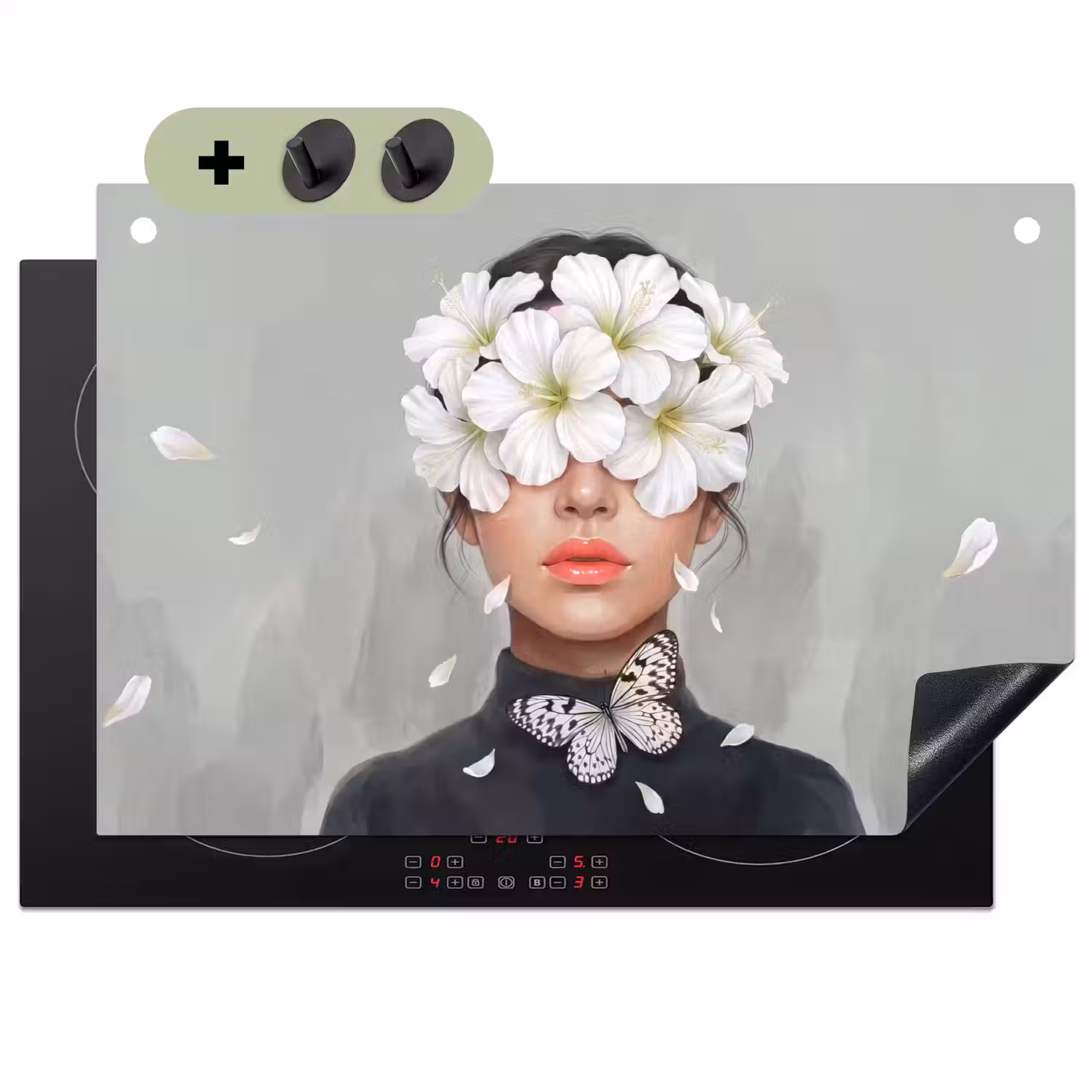Lelies - Portret - Wit Inductie beschemer met haakjes klein -3d