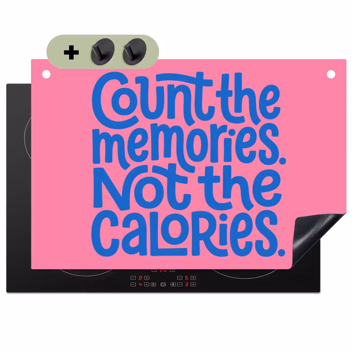 Memories - Roze - Blauw - Quote Inductie beschemer met haakjes klein -3d