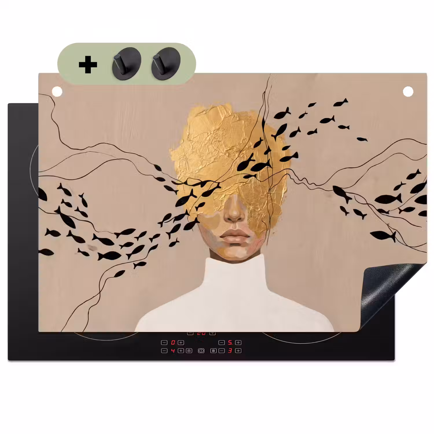 Modern - Vrouw - Goud Inductie beschemer met haakjes klein -3d