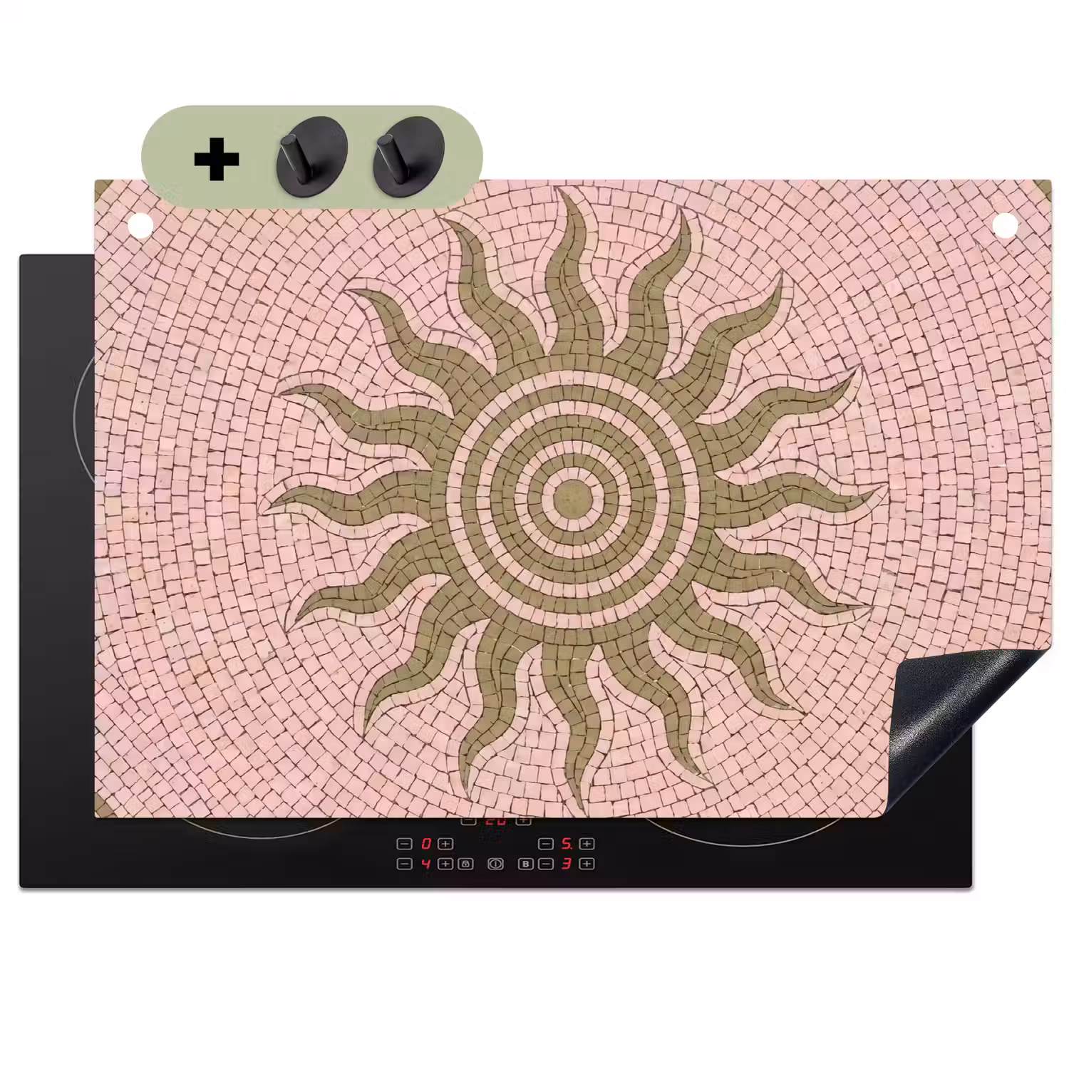 Mozaïek - Zon - Patroon - Klassiek - Roze Inductie beschemer met haakjes klein -3d