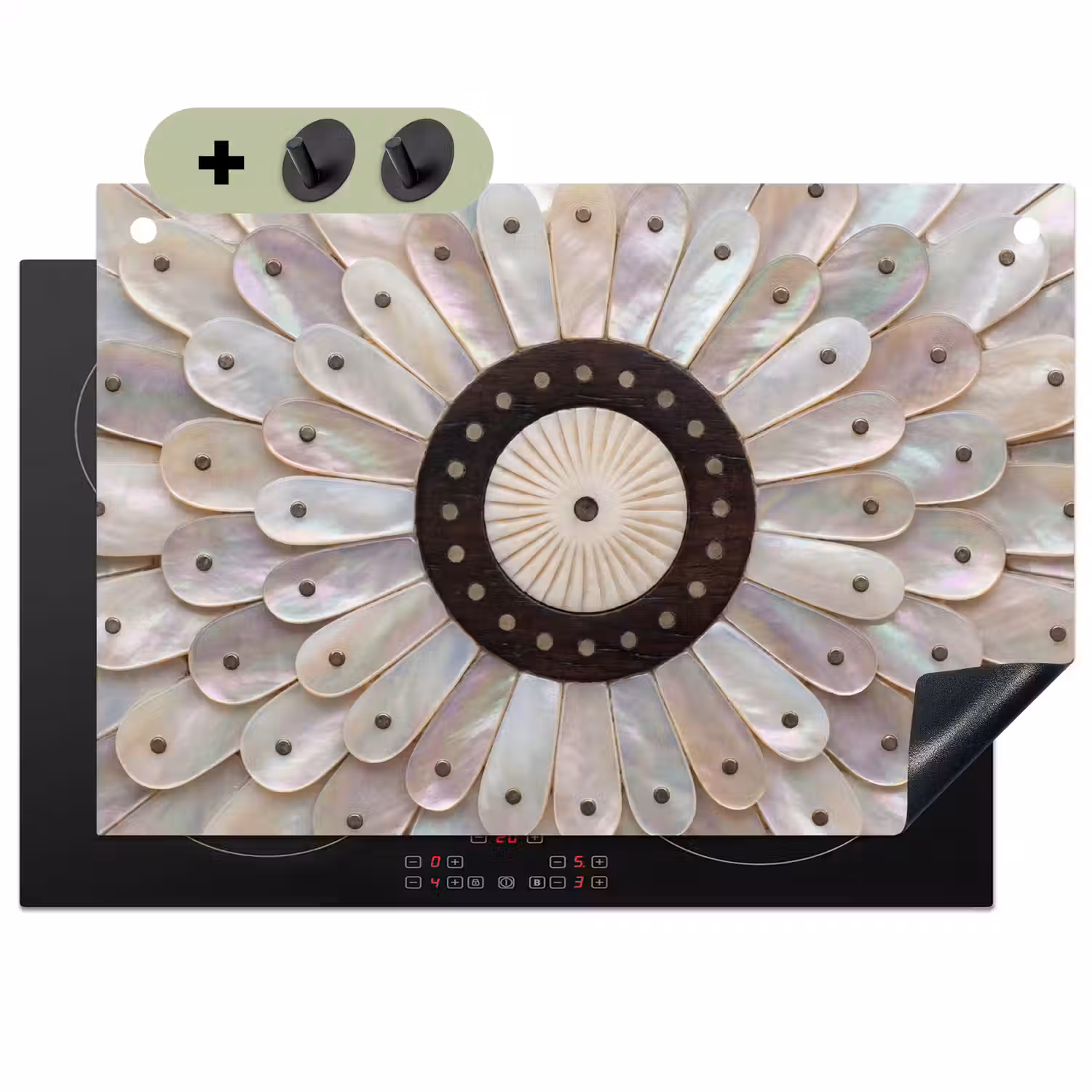 Parelmoer - Patroon - Decoratie - Ambacht - Wit Inductie beschemer met haakjes klein -3d