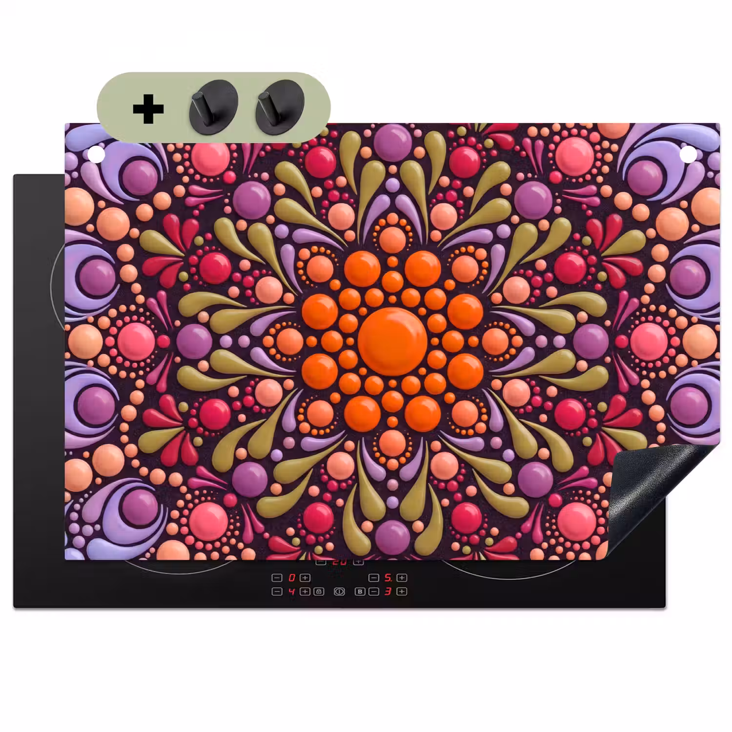 Patroon - Stippen - Abstract - Modern - Kleurrijk Inductie beschemer met haakjes klein -3d