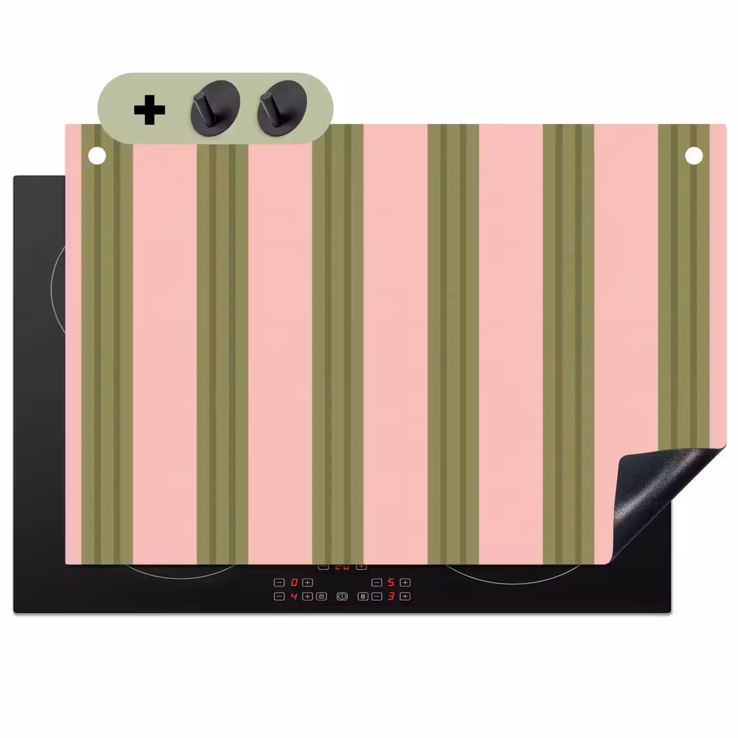 Patroon - Strepen - Abstract - Roze - Groen Inductie beschemer met haakjes klein -3d