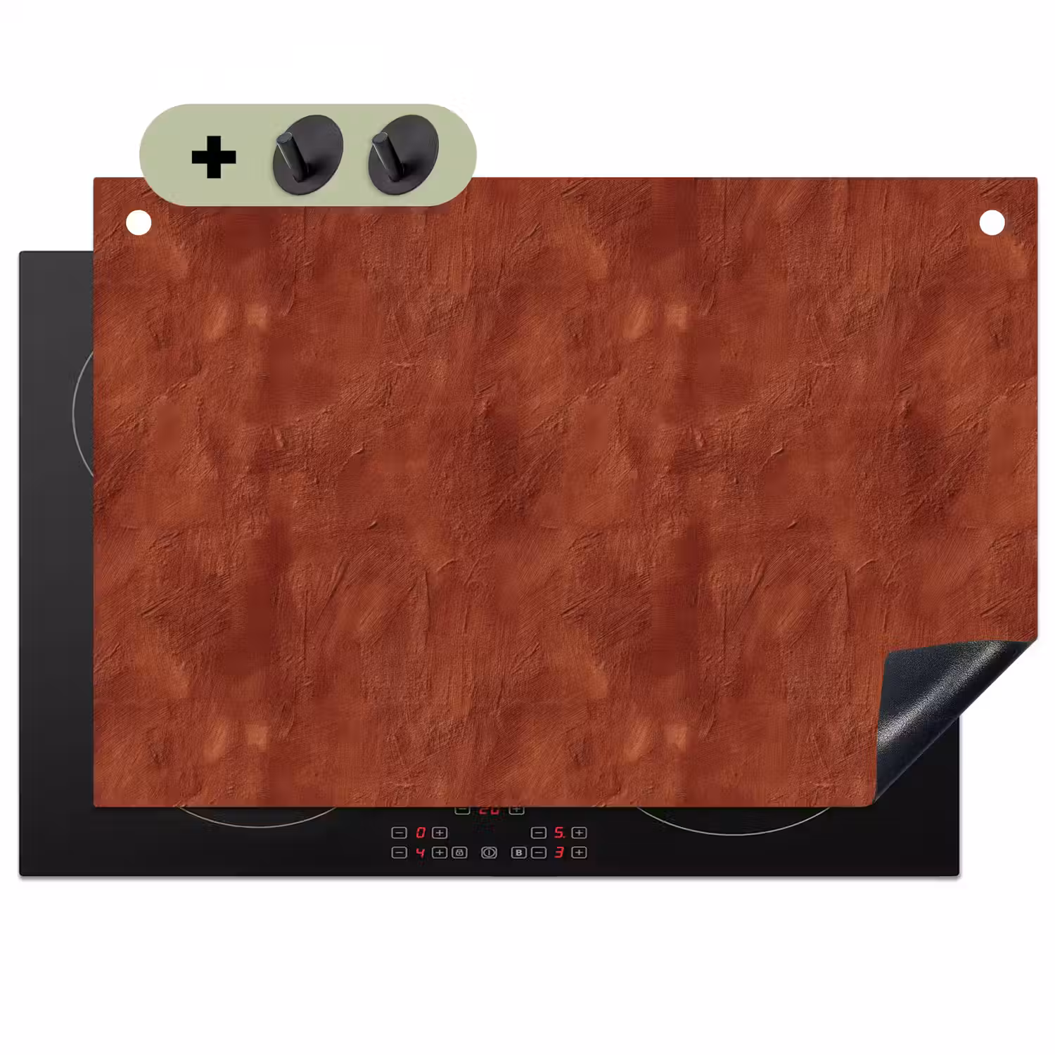 Stucwerk - Textuur - Terracotta Inductie beschemer met haakjes klein 777 -3d