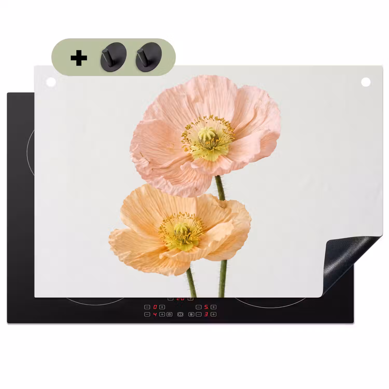 Papavers - Botanisch - Roze Inductie beschemer met haakjes klein -3d
