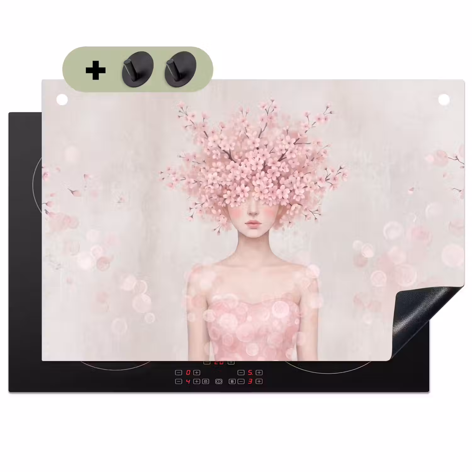 Portret - Kersenbloesem - Roze Inductie beschemer met haakjes klein -3d