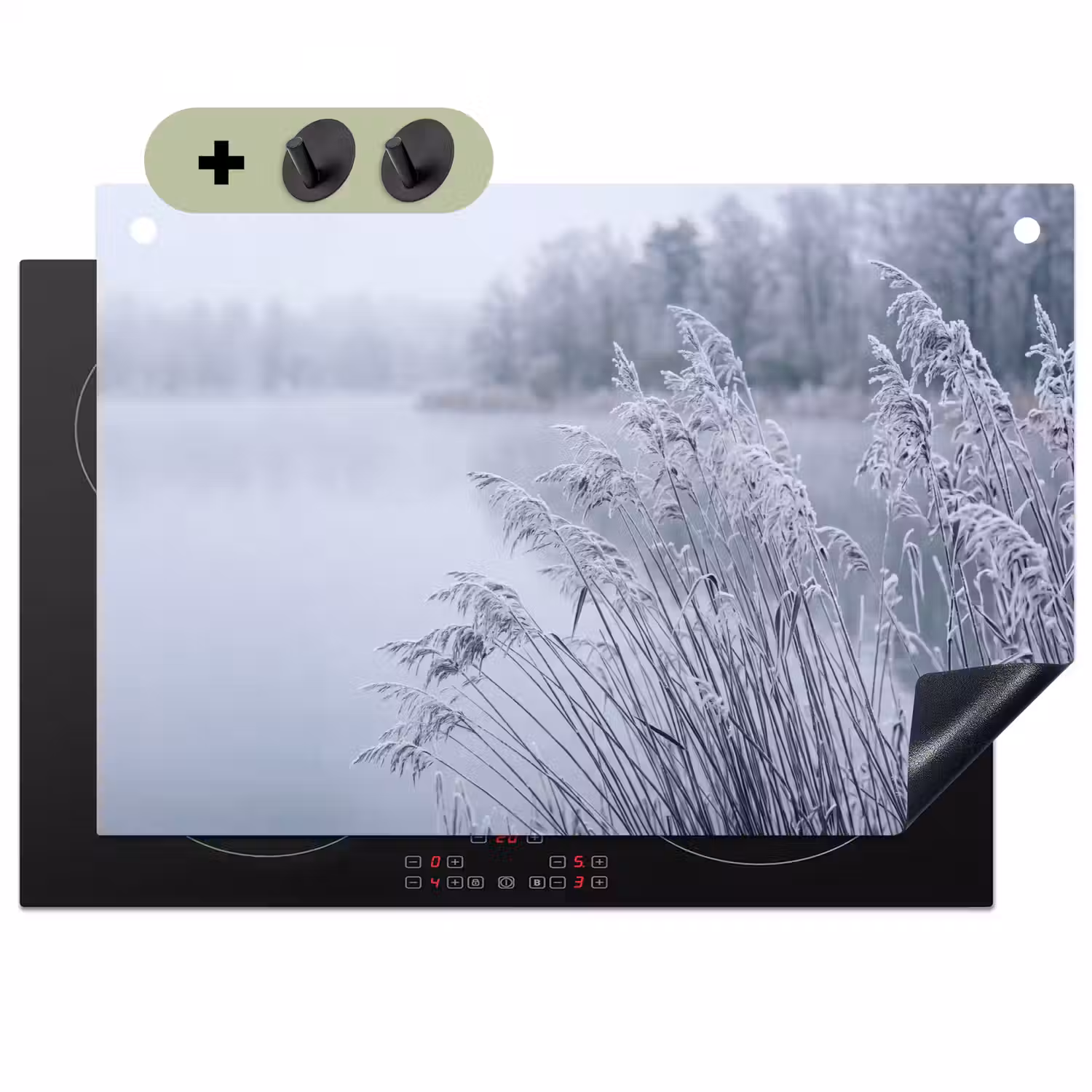 Riet - Bevroren - Winter - Natuur Inductie beschemer met haakjes klein -3d