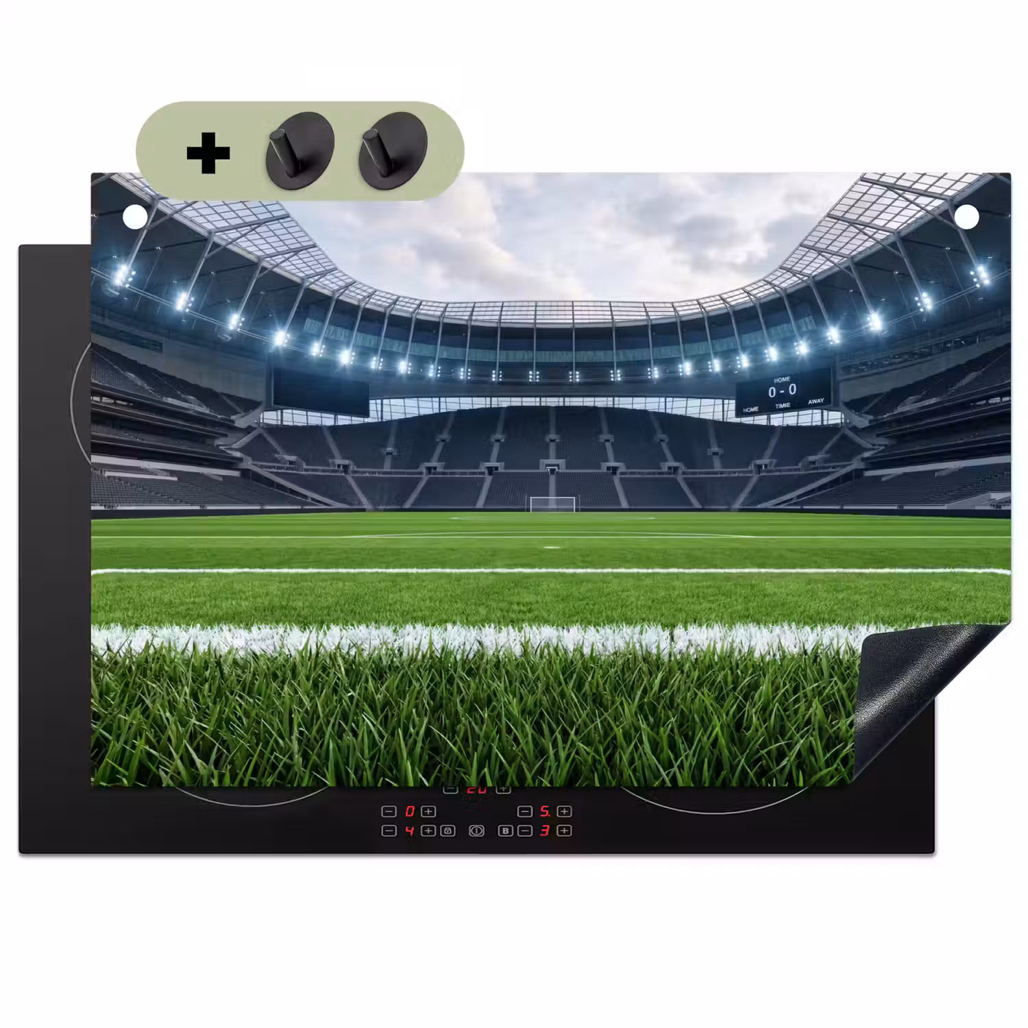 Voetbal - Stadion - Sport - Groen Inductie beschemer met haakjes klein -3d