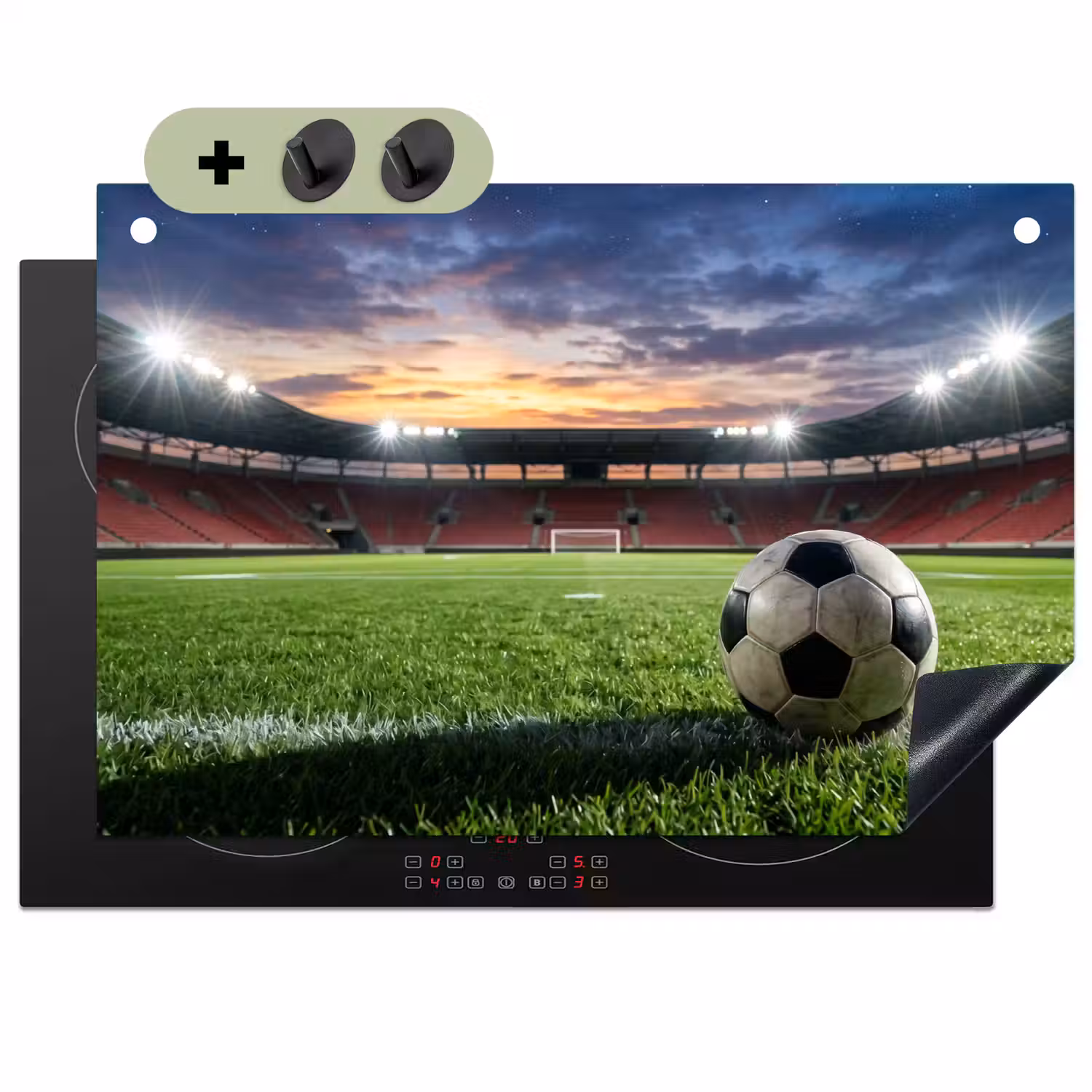 Voetbal - Stadion - Sport - Groen Inductie beschemer met haakjes klein -3d