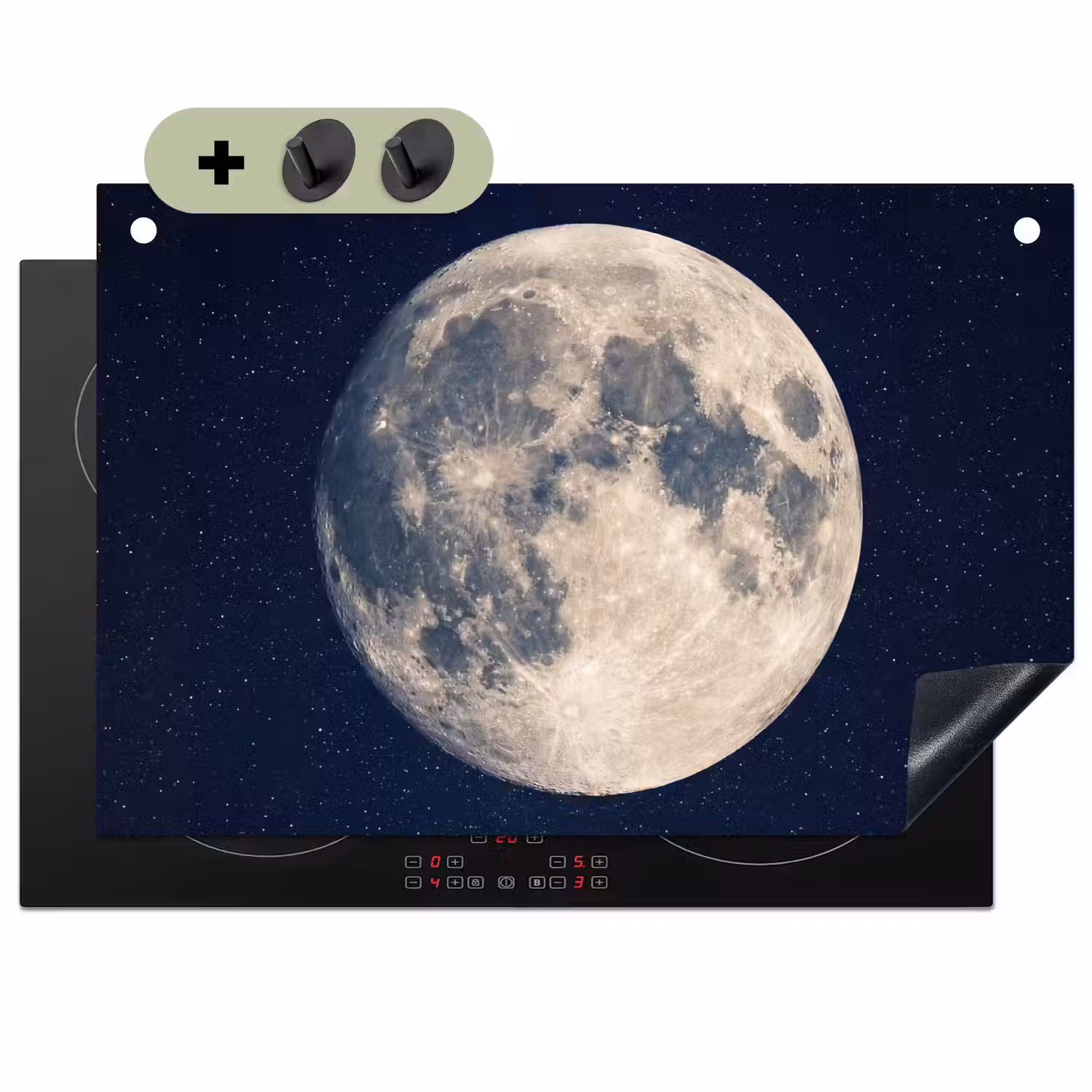 Ruimte - Maan - Kosmos Inductie beschemer met haakjes klein -3d