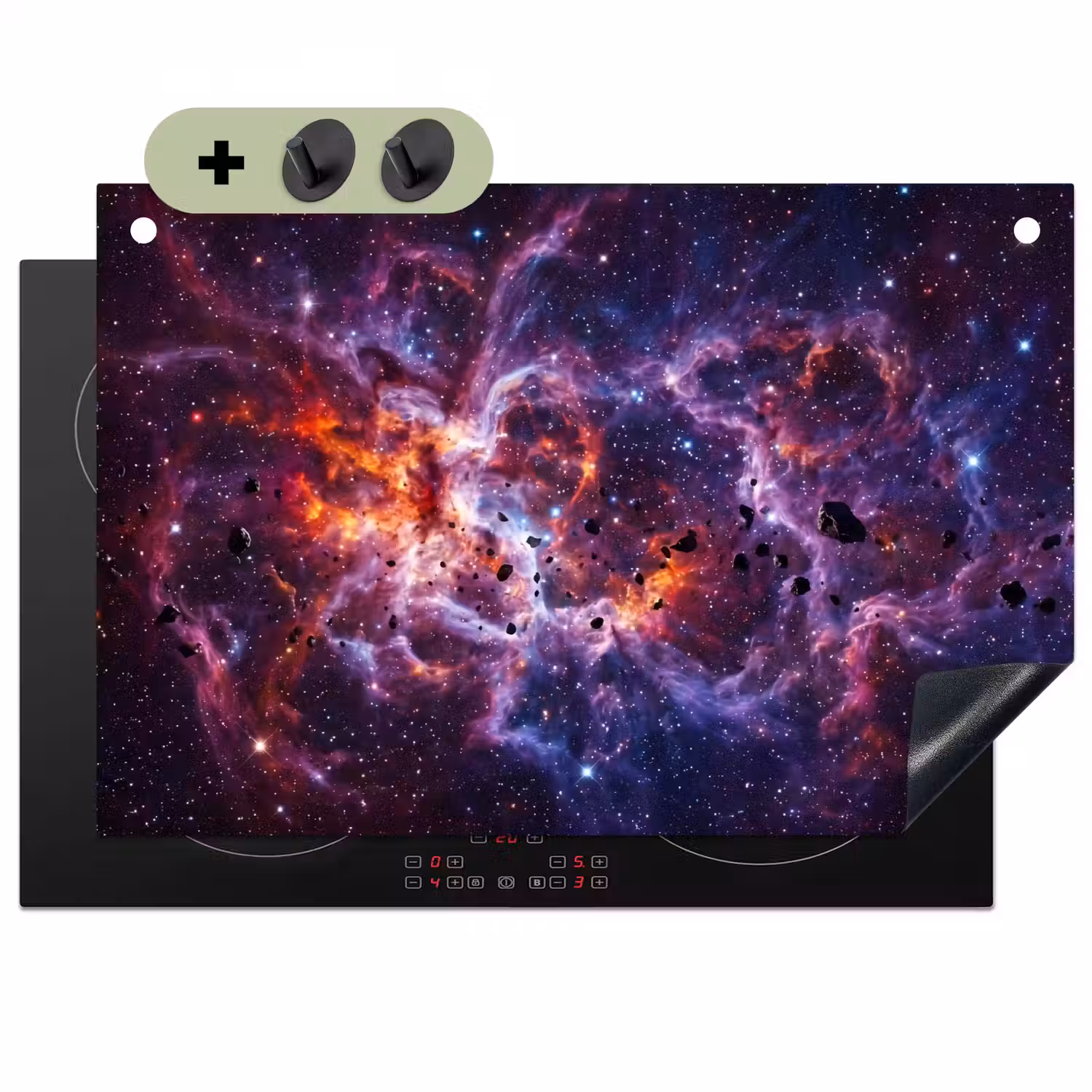 Space - Stars - Abstract - Colorful Inductie beschemer met haakjes klein -3d