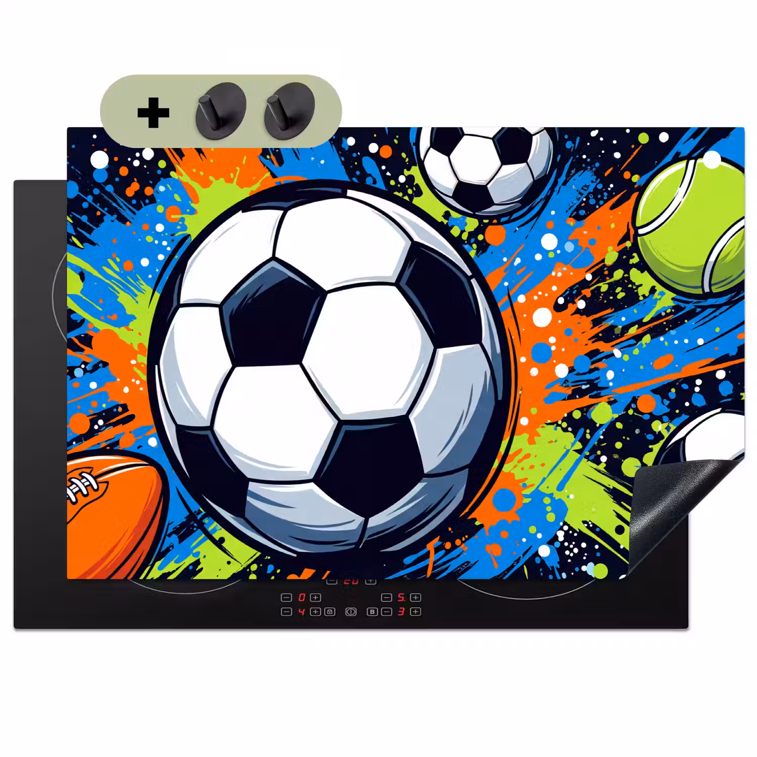 Sport - Ballen - Kleurrijk Inductie beschemer met haakjes klein -3d