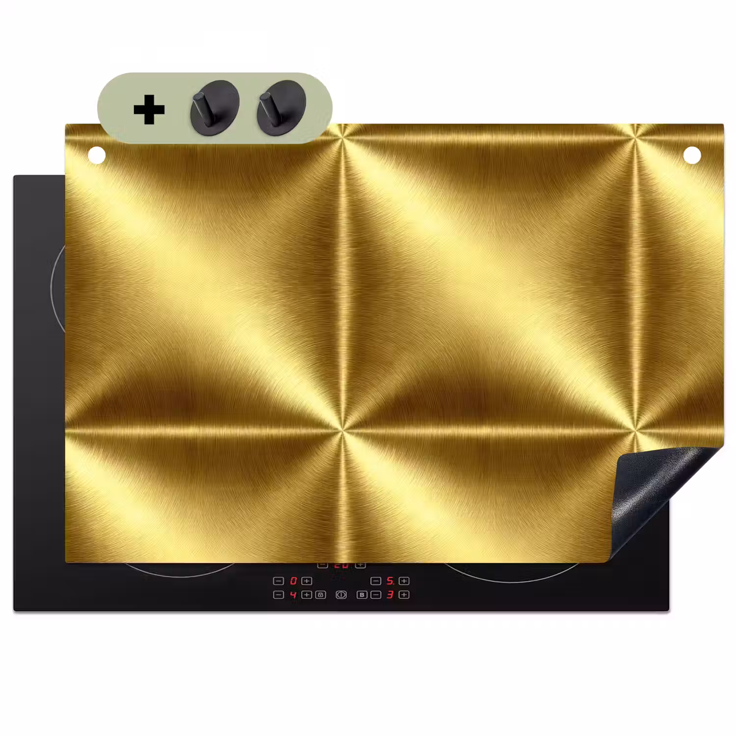 Textuur - Geborsteld Goud - Industrieel - Metallic Inductie beschemer met haakjes klein 777 -3d