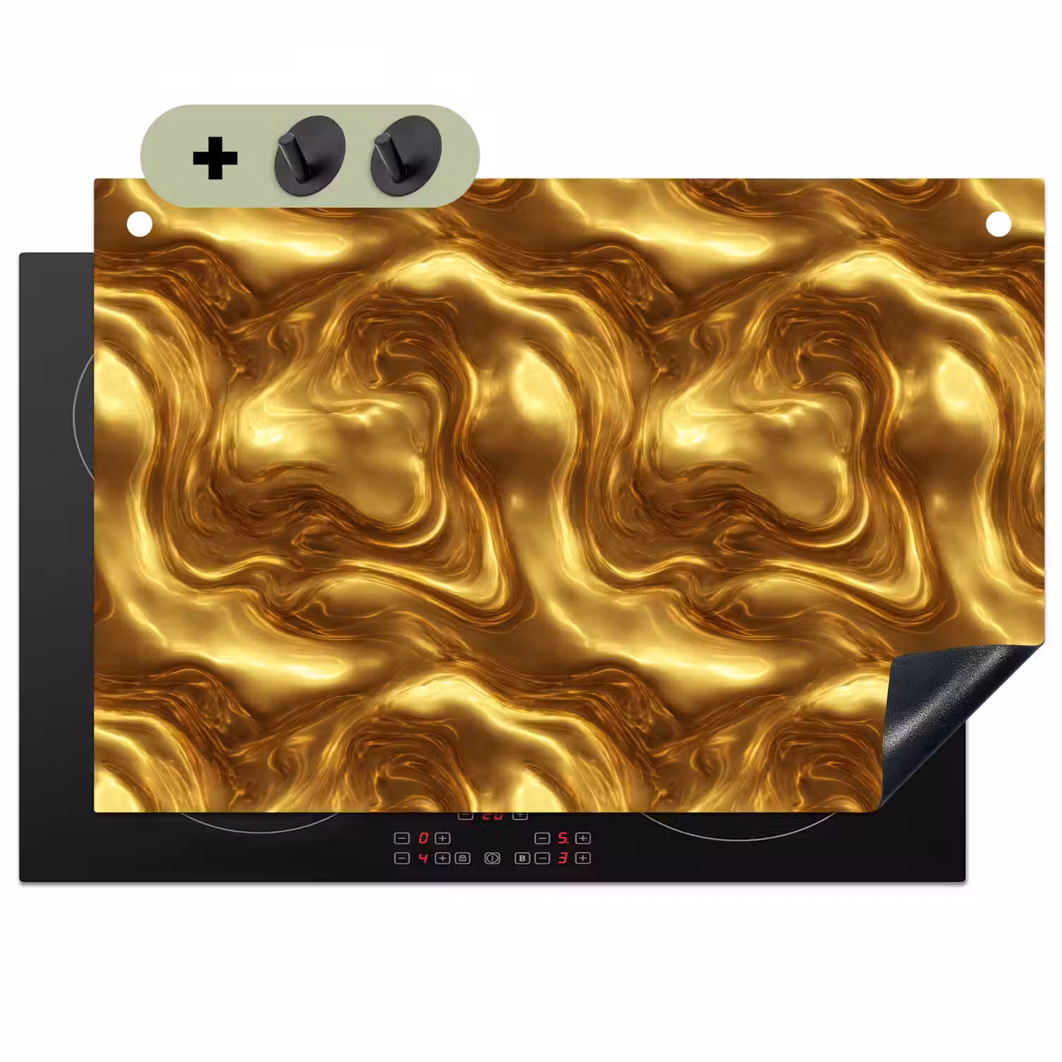 Textuur - Vloeibaar - Organisch - Goud Inductie beschemer met haakjes klein 777 -3d