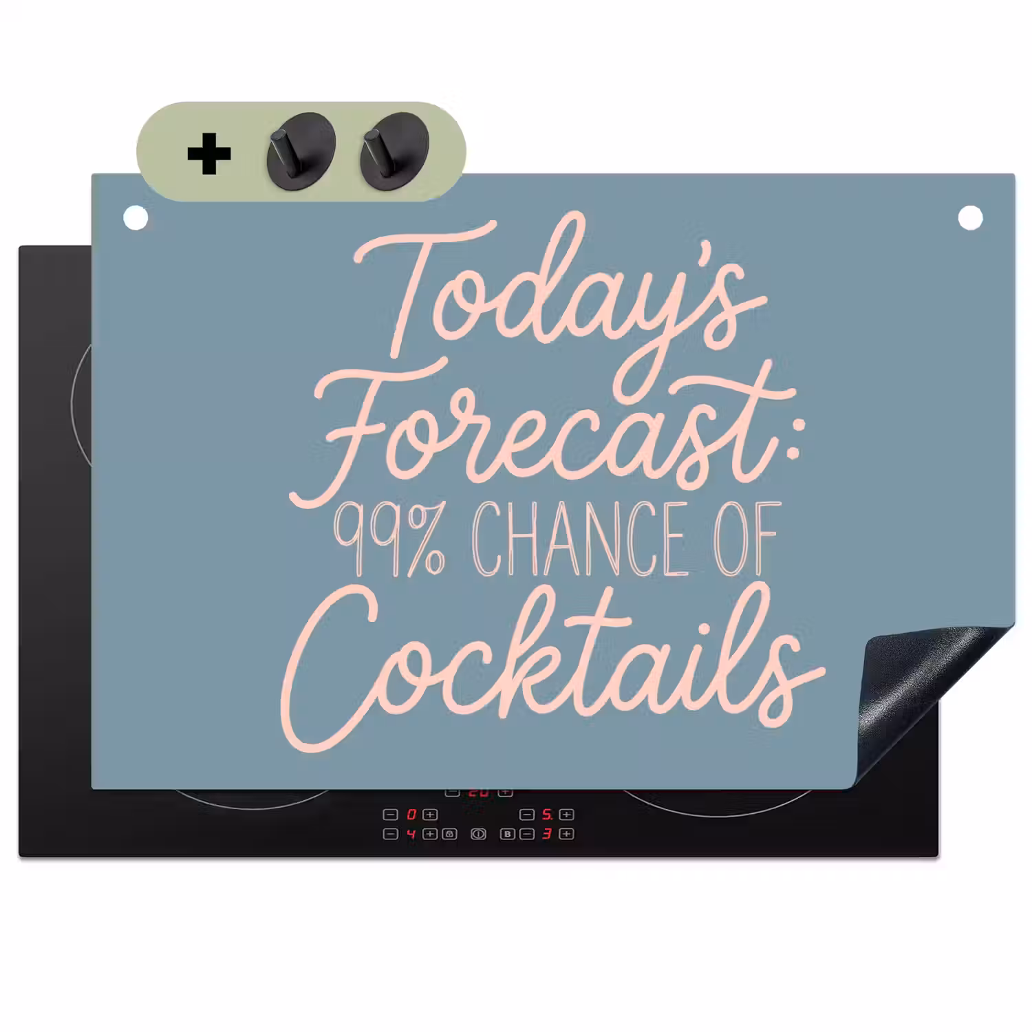Today's Forecast - Cocktails - Blauw Inductie beschemer met haakjes klein -3d