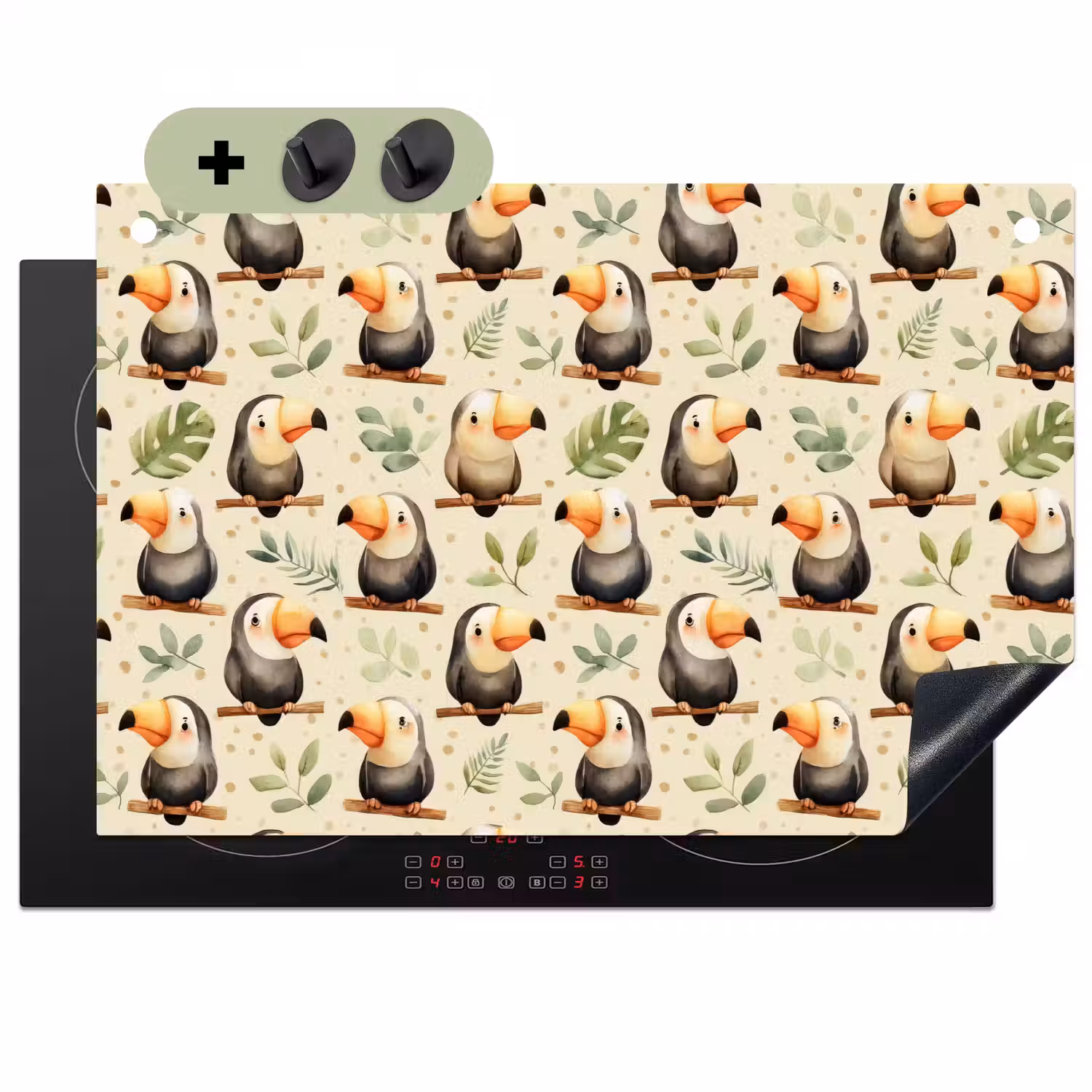 Toekans - Exotisch - Kleurrijk Inductie beschemer met haakjes klein 777 -3d