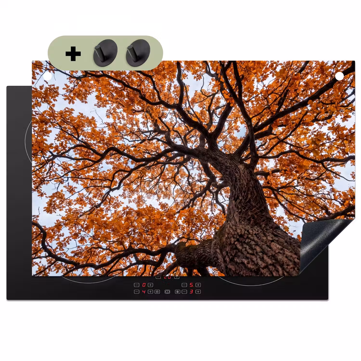 Boom - Bladerdak - Herfst - Oranje - Sfeervol Inductie beschemer met haakjes klein -3d
