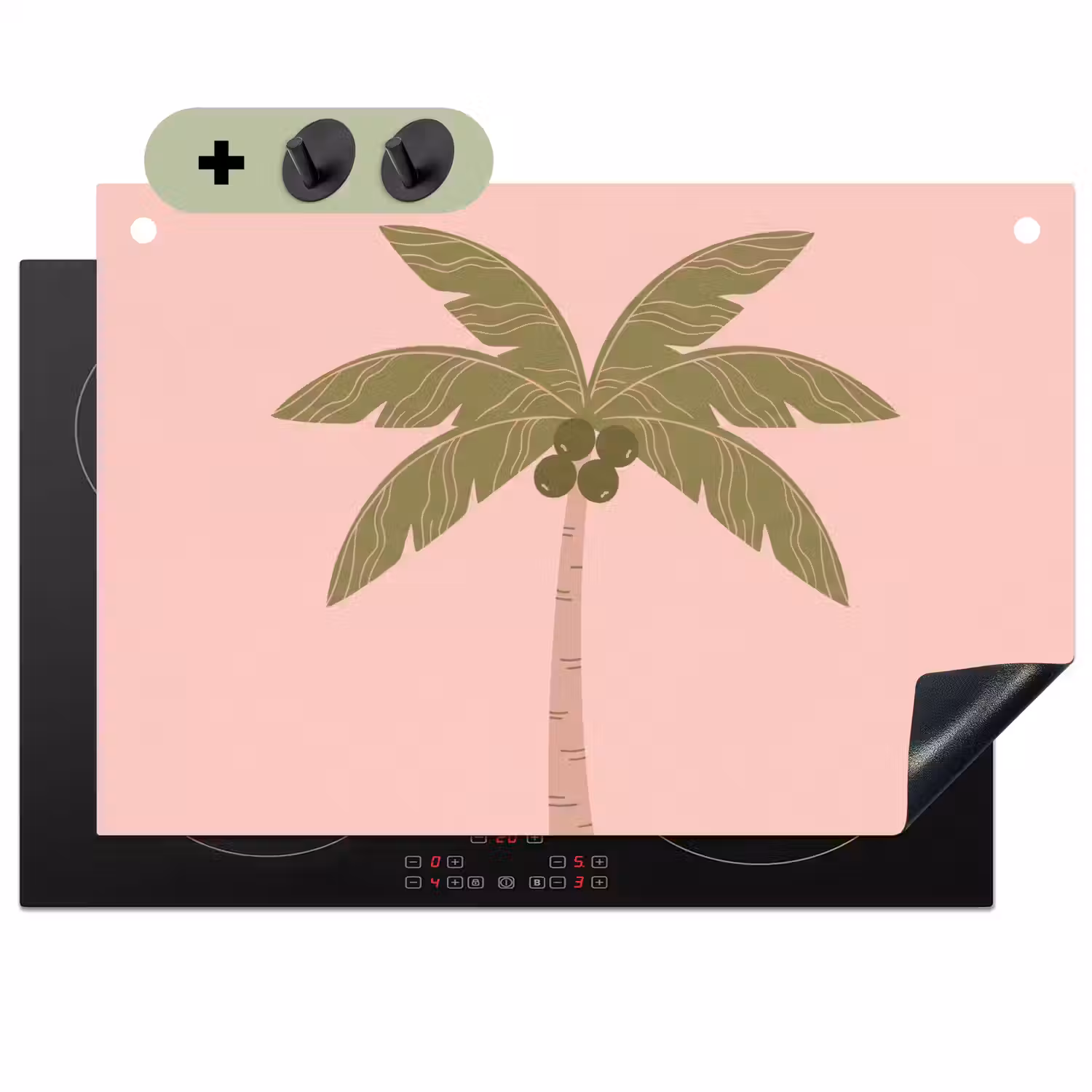 Boom - Palm - Natuur - Illustratie - Roze Inductie beschemer met haakjes klein -3d