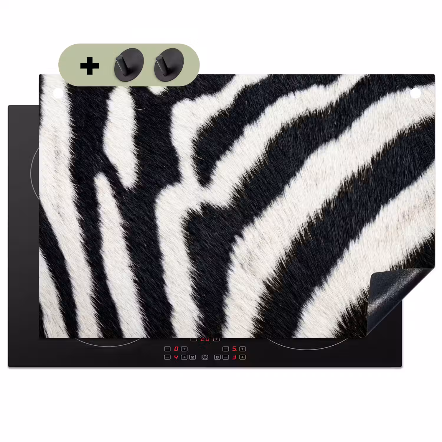 Zebra - Vacht - Klassiek - Zwart - Wit Inductie beschemer met haakjes klein -3d