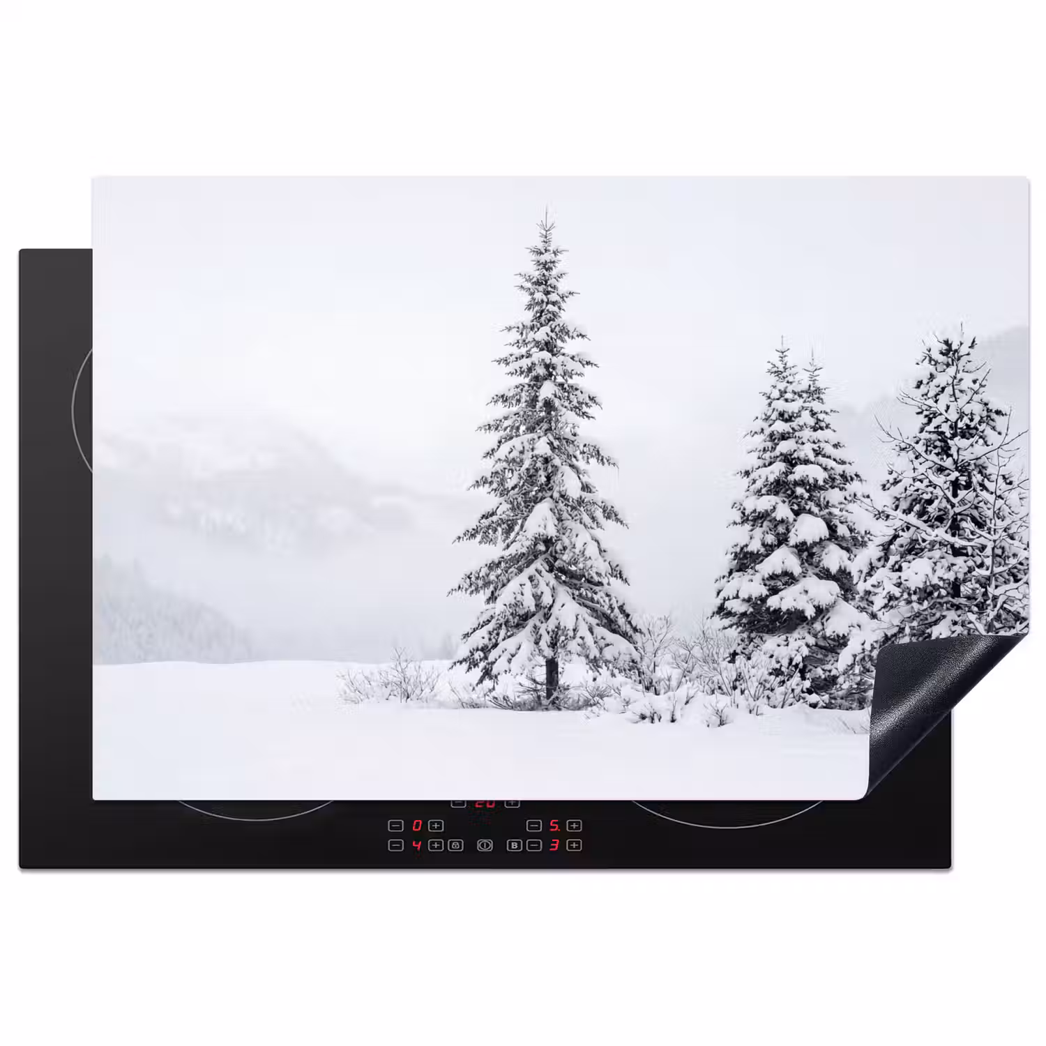 Fijnsparren - Sneeuw - Winter - Landschap - Stilte Inductie beschermer vinyl 3mm klein -3d