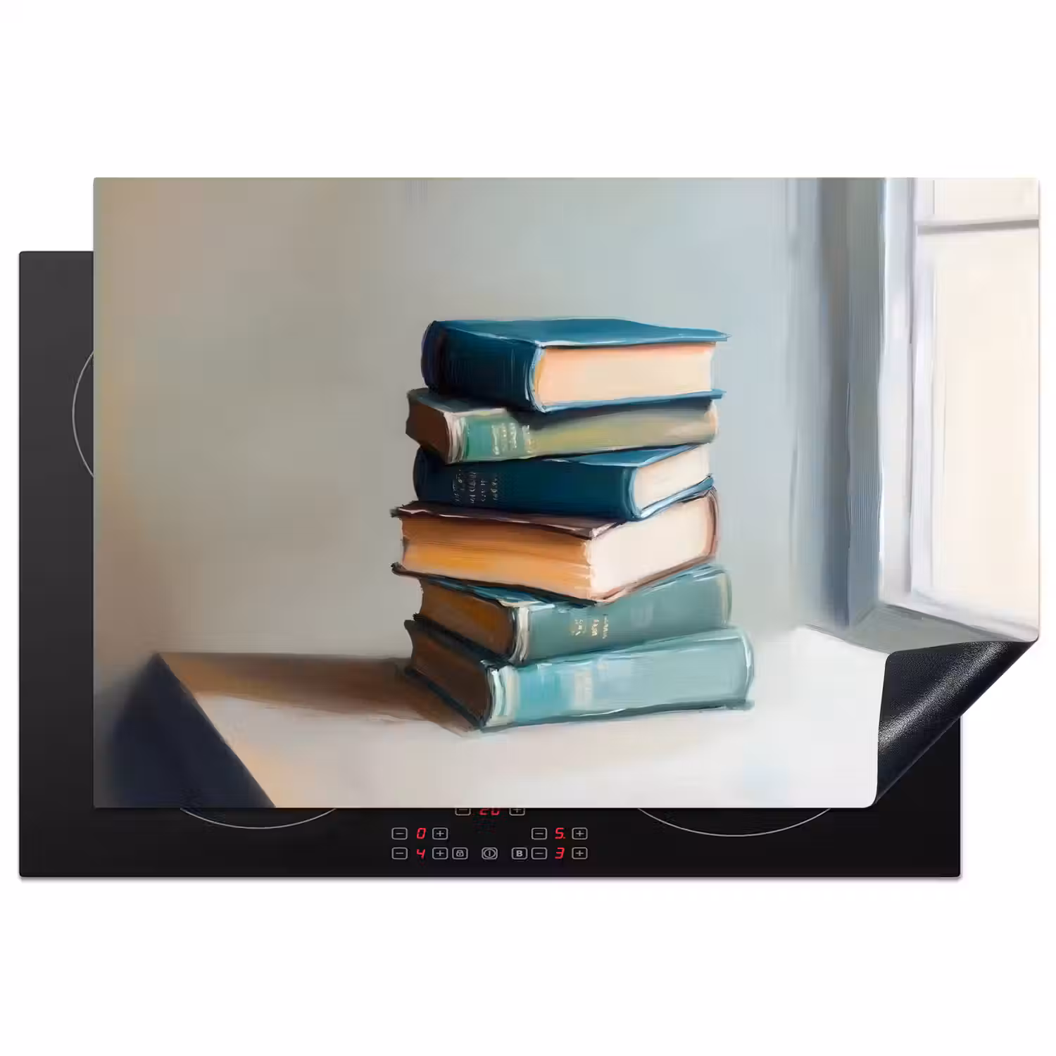 Stapel - Boeken - Groen - Daglicht Inductie beschermer vinyl 3mm klein -3d