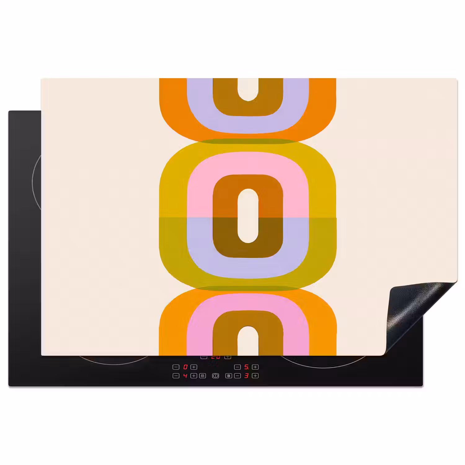 Stapel - Vormen - Geblokt - Oranje Inductie beschermer vinyl 3mm klein -3d