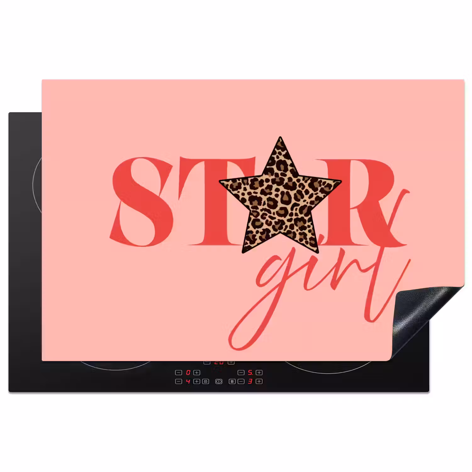 Star girl - Roze - Panter - Ster Inductie beschermer vinyl 3mm klein -3d