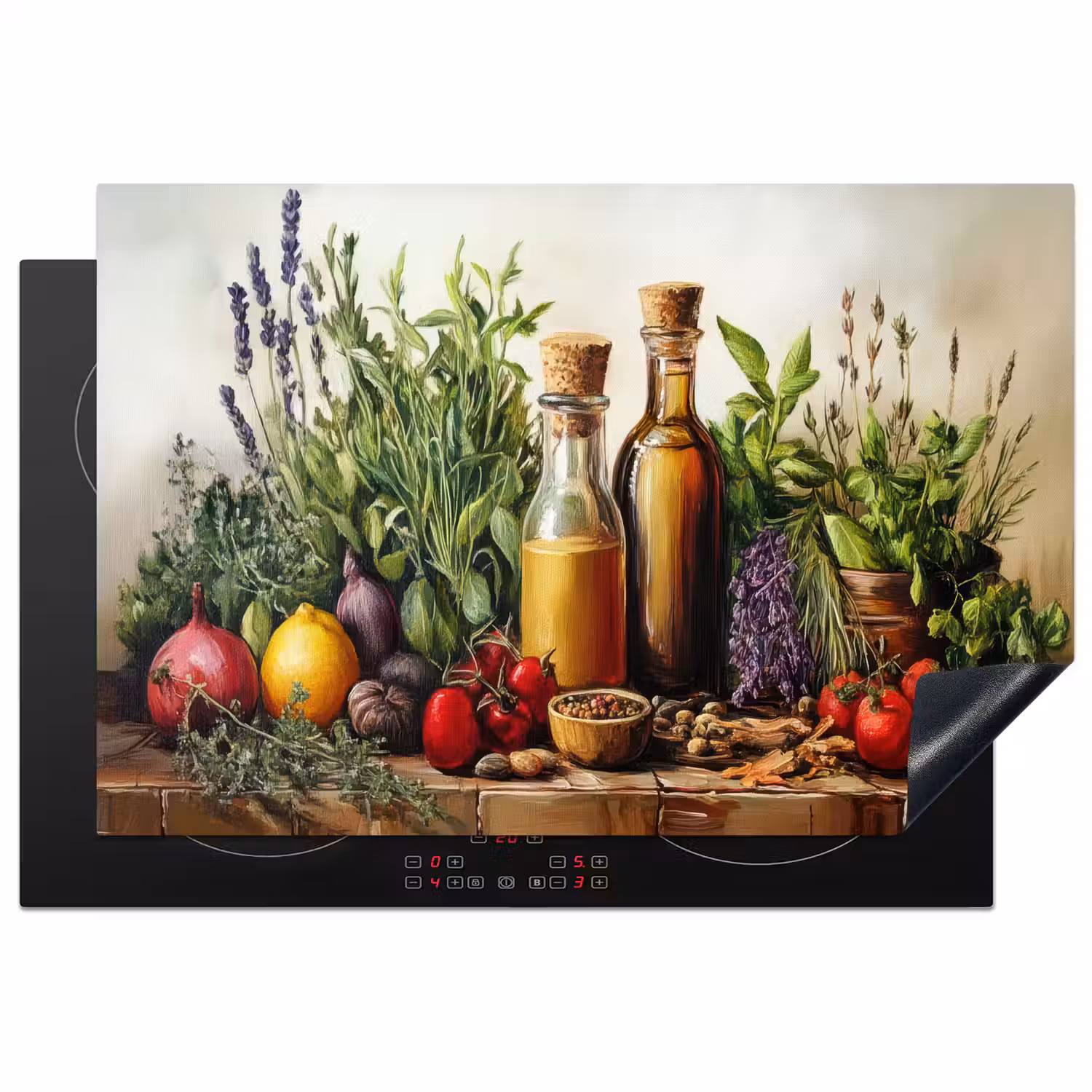 Stilleven - Kruiden - Specerijen - Fruit - Kleurrijk Inductie beschermer vinyl 3mm klein -3d