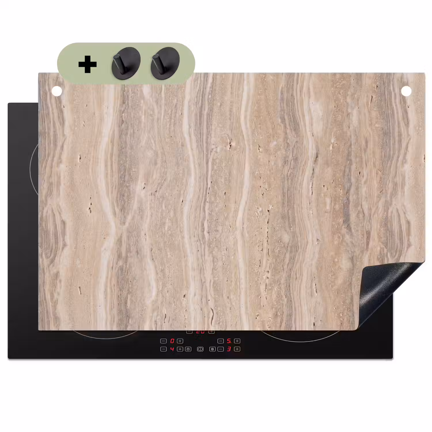 Steen - Patroon - Textuur - Natuurlijk - Beige Inductie beschemer met haakjes klein -3d