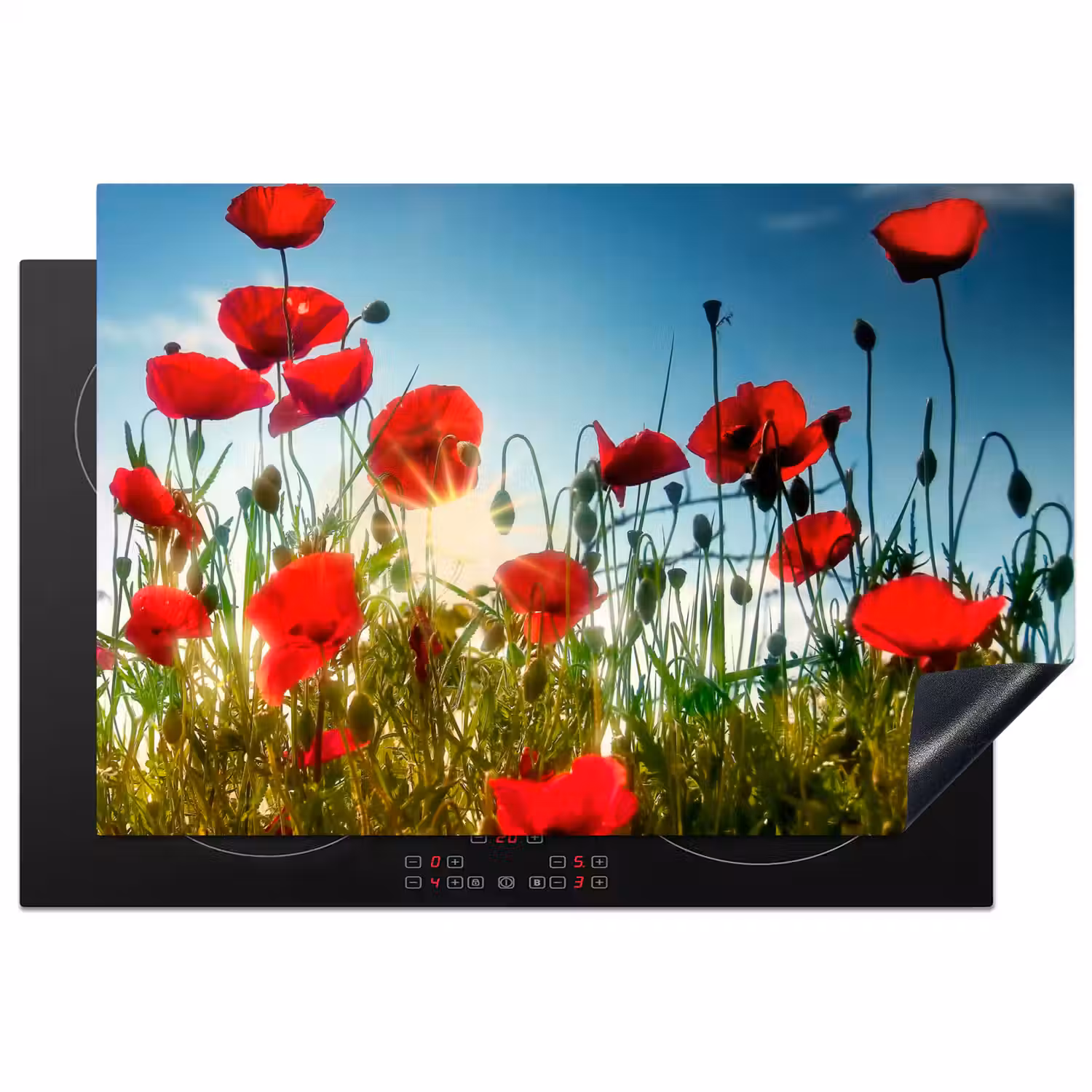 Zomerse Klaprozenpracht Inductie beschermer vinyl 3mm klein -3d