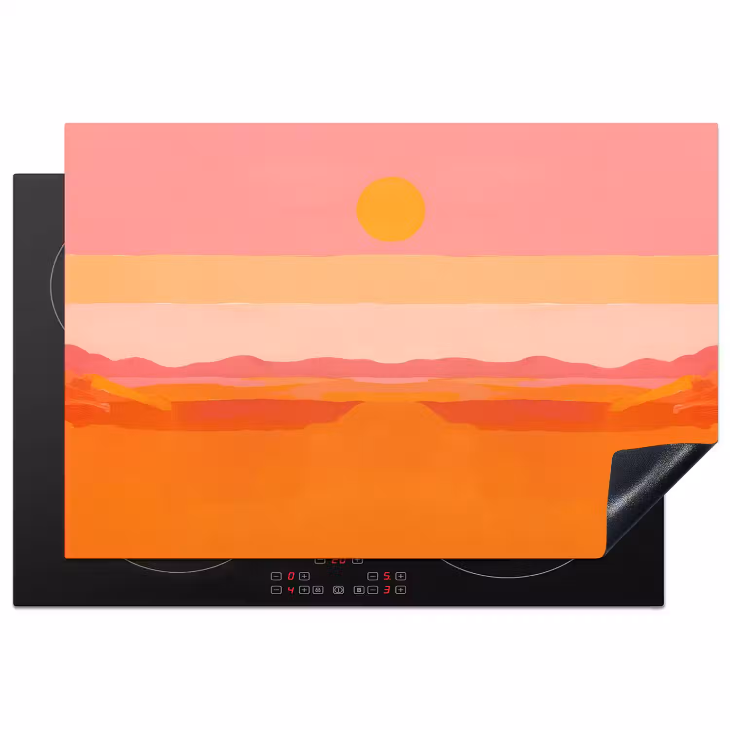Zon - Abstract - Landschap - Oranje Inductie beschermer vinyl 3mm klein -3d