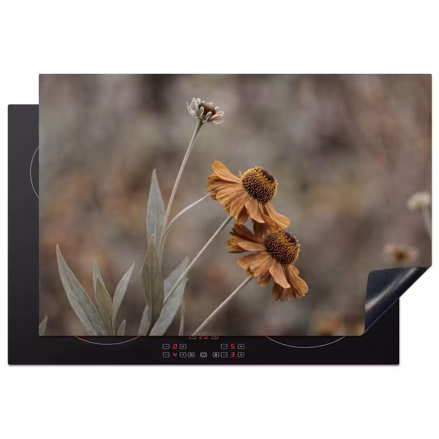 Zonnehoed - Droogbloemen - Geel - Warm Inductie beschermer vinyl 3mm klein -3d