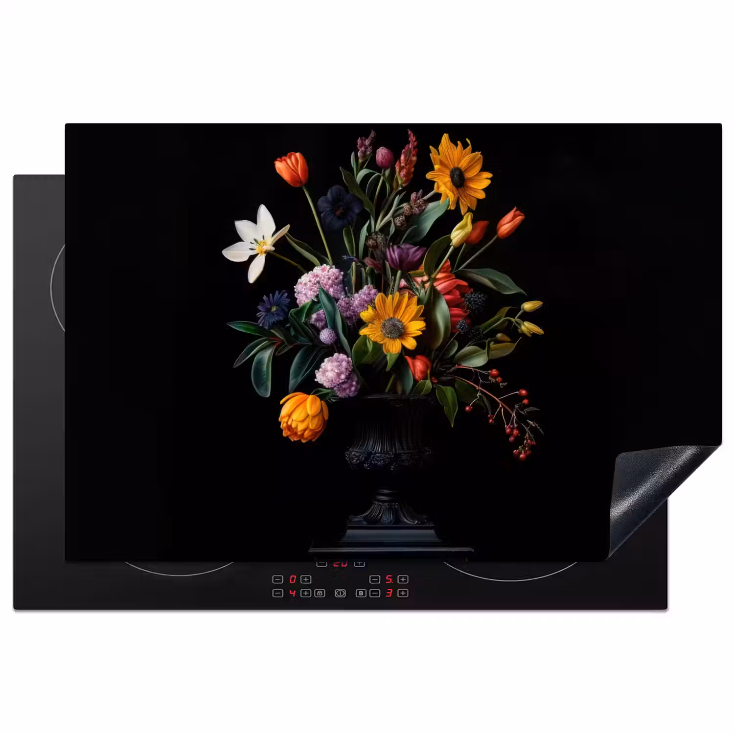 Zonnebloemen - Boeket - Kleurrijk Inductie beschermer vinyl 3mm klein -3d