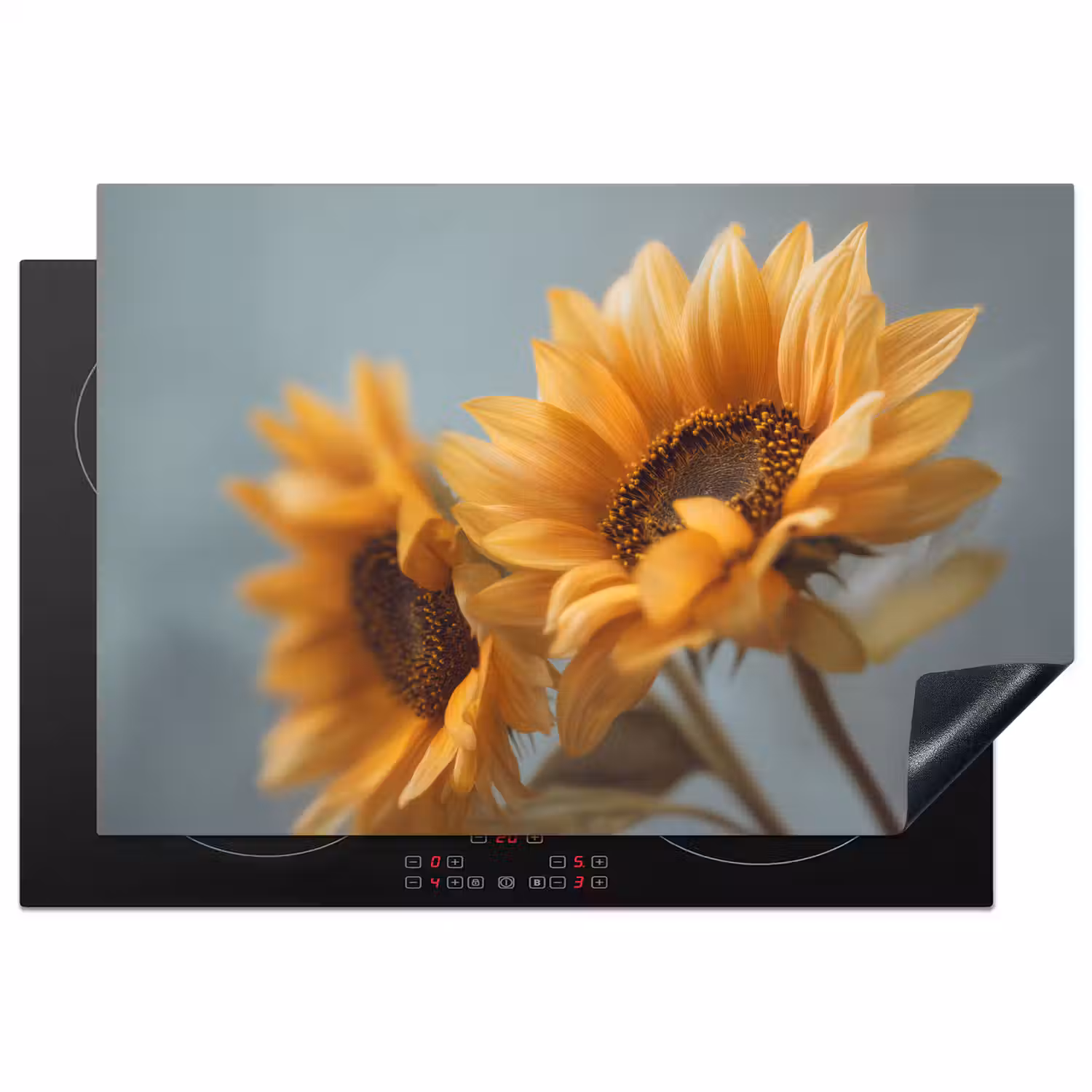 Zonnebloemen - Geel - Wazig Inductie beschermer vinyl 3mm klein -3d