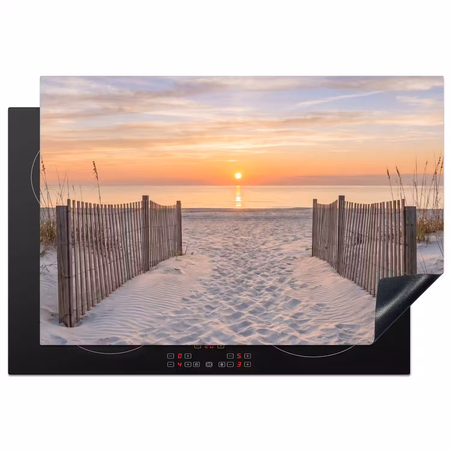 Zonsondergang - Strand - Zand Inductie beschermer vinyl 3mm klein -3d