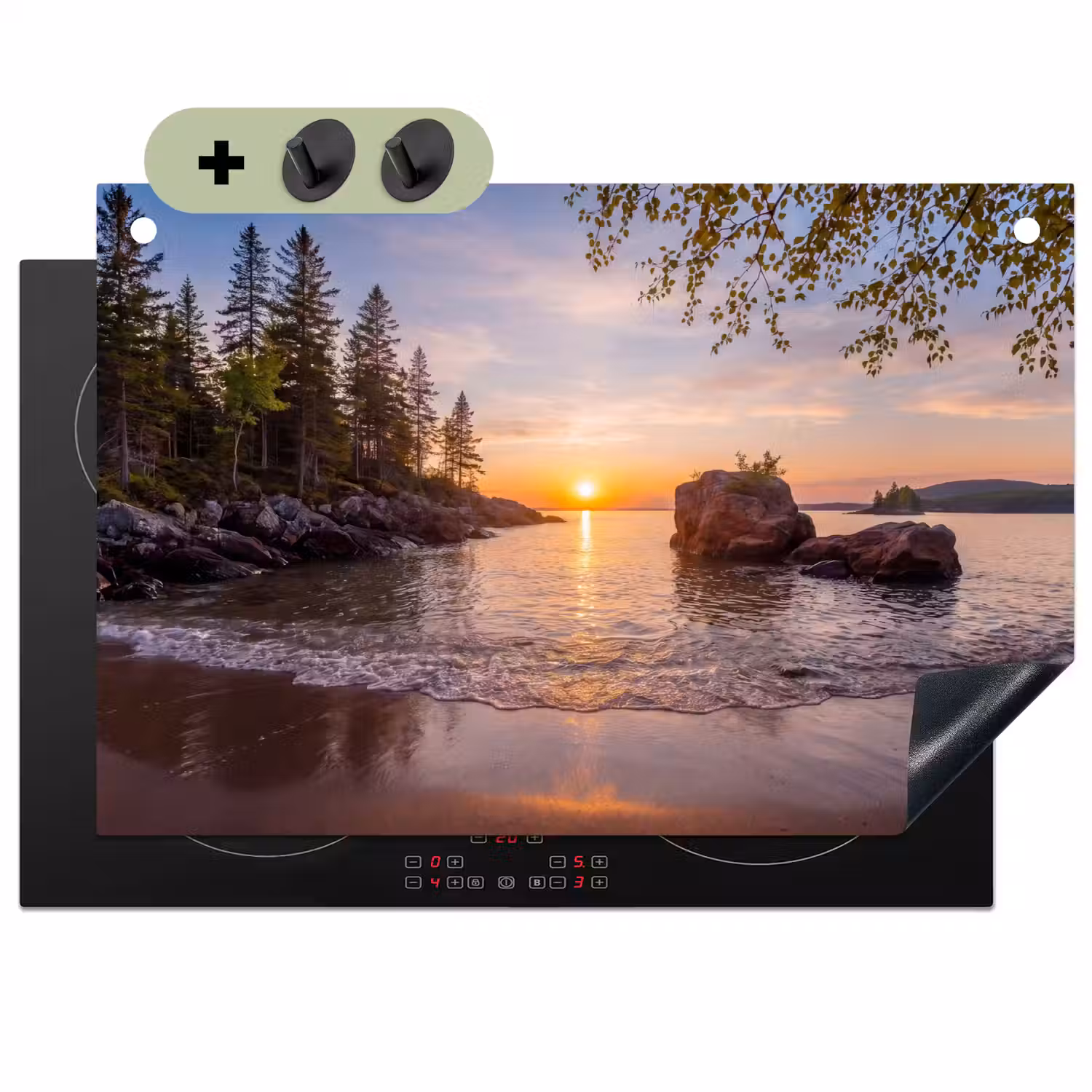 Zonsondergang - Kust - Water - Natuur - Oranje Inductie beschemer met haakjes klein -3d