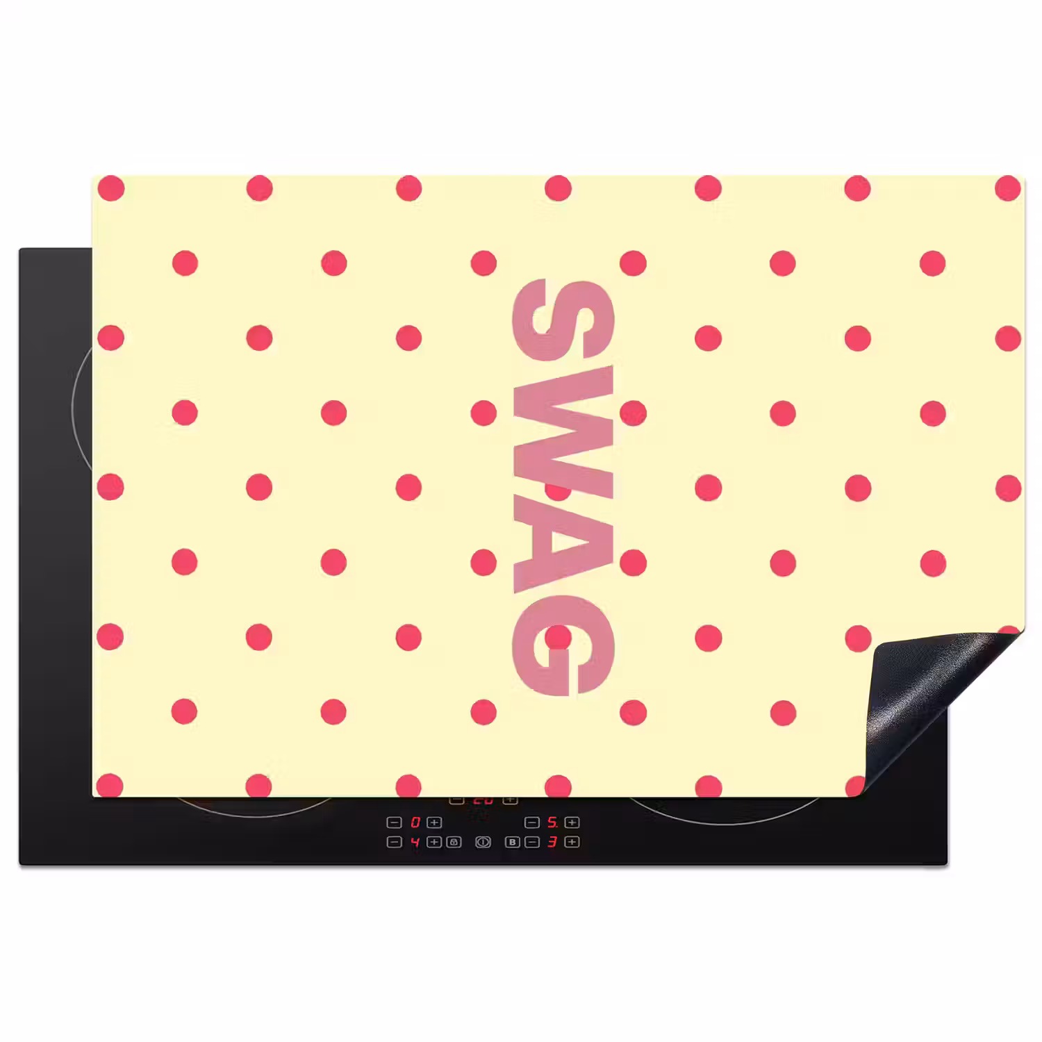 Swag - Roze - Stippen - Geel Inductie beschermer vinyl 3mm klein -3d