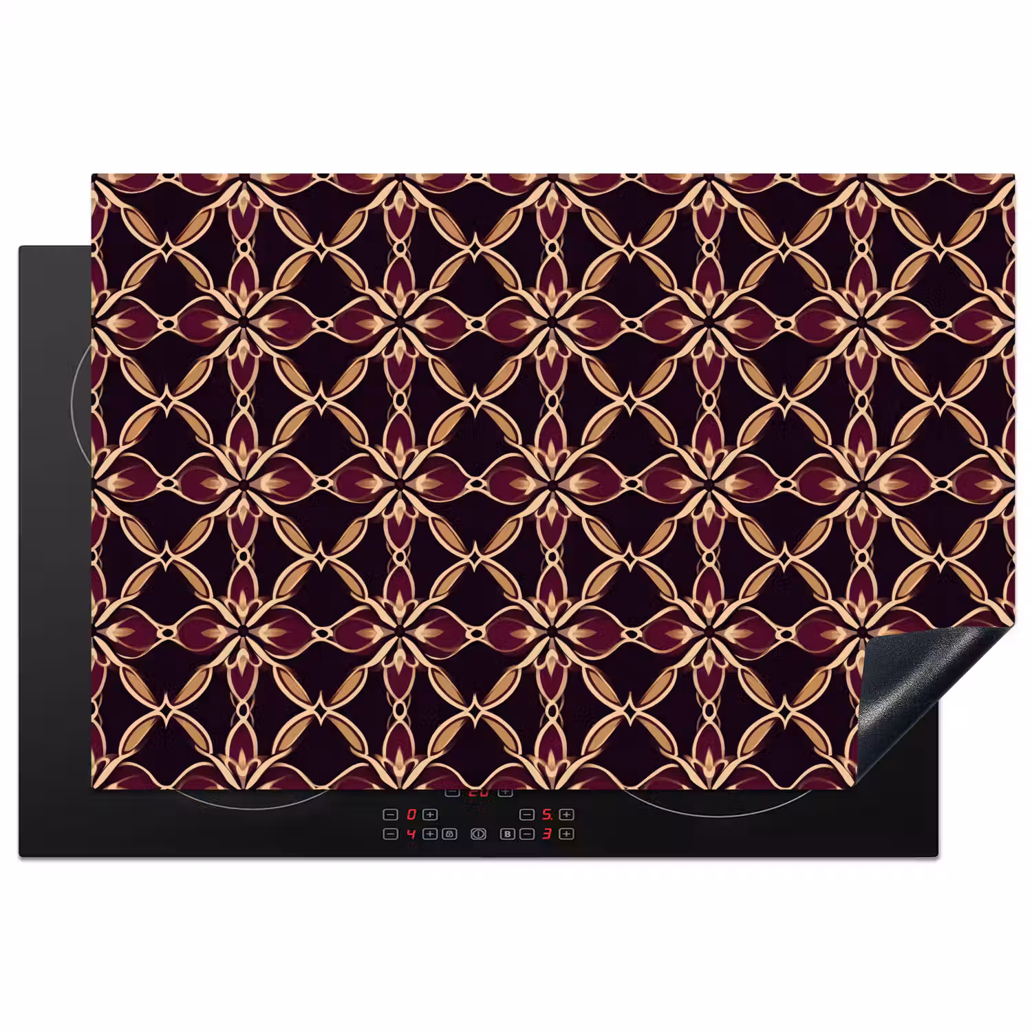 Symmetrisch - Tegel - Burgundy Inductie beschermer vinyl 3mm klein 276 -3d